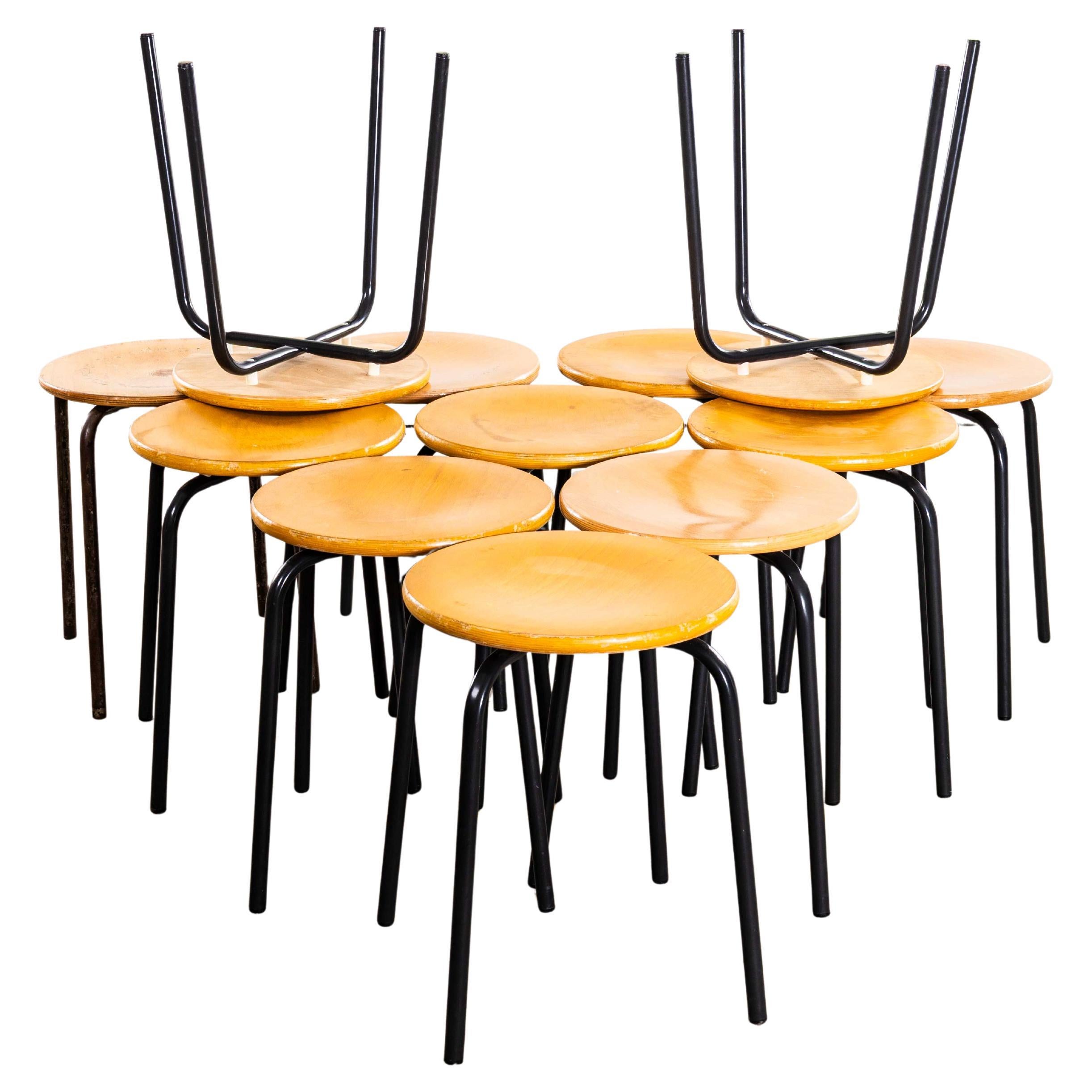 1960’s Simple French Stacking Button Top Stools