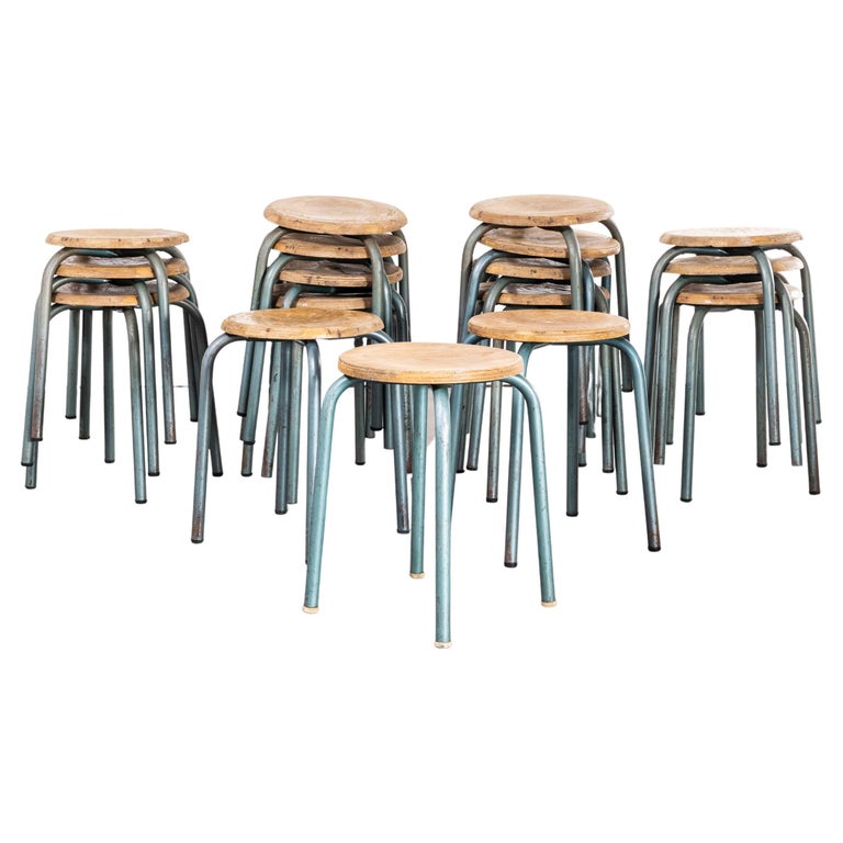 Simple Stacking Stool 1960's Simple French Stacking School Stools - Aqua - Various Quantities ...