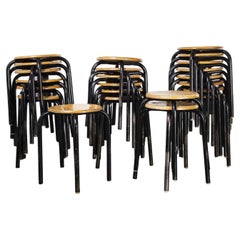 1960's Simple French Stacking School Stools, Black, Various Qty Available