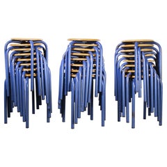 Retro 1960
s Simple French Stacking School Stools, Blue, Set of Twenty Four