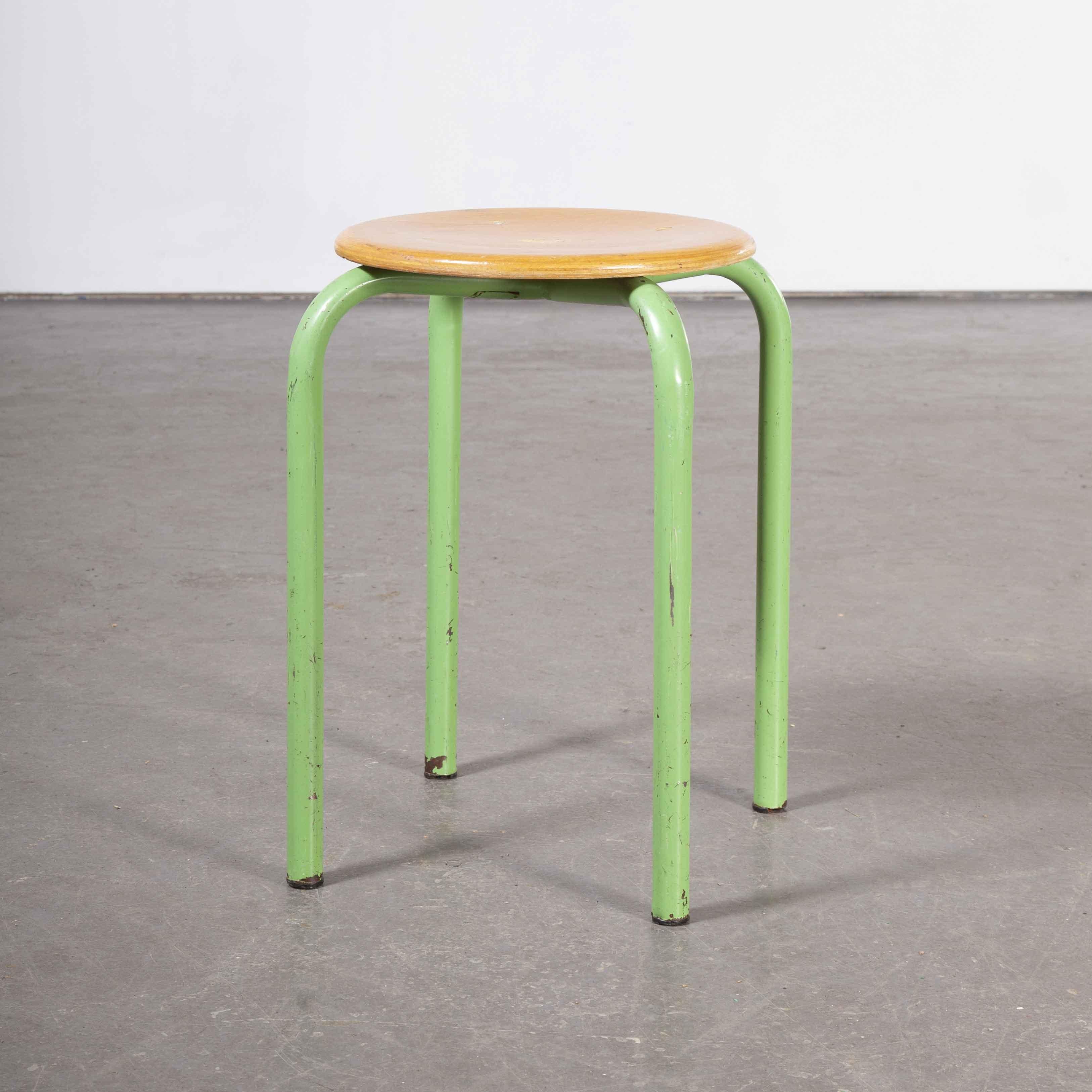 1960’s simple French stacking school stools - Mint - Various quantities available
1960’s simple French stacking school stools - Mint - Various quantities available. French school stools, solid beech laminated tops with strong metal bases. Original