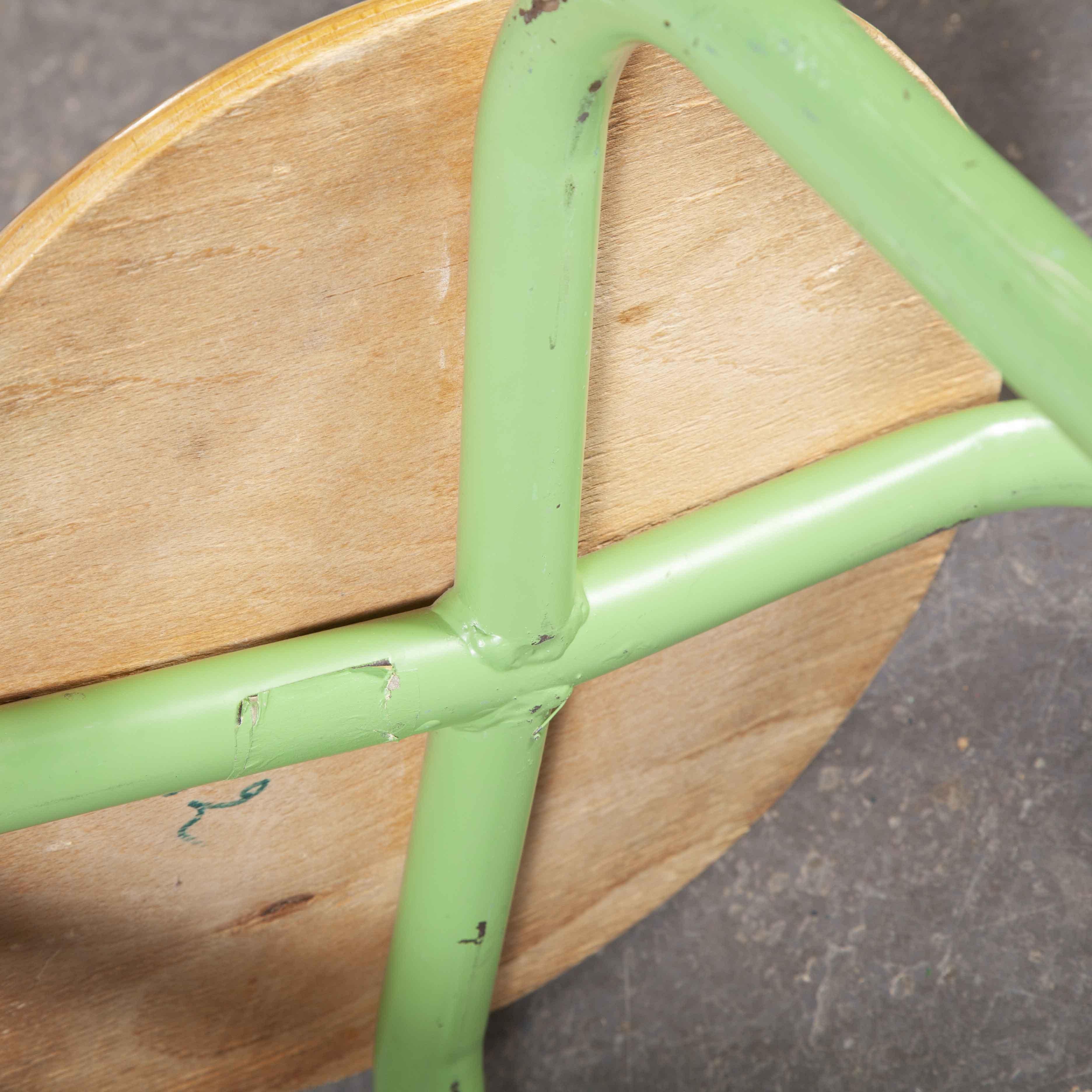 1960’s Simple French Stacking School Stools – Mint – Last Few Remaining In Good Condition In Hook, Hampshire