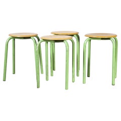 1960's Simple French Stacking School Stools - Mint - Set of Four