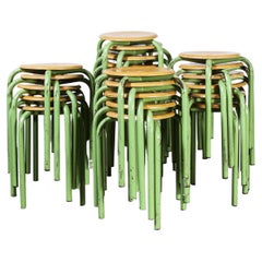 1960's Simple French Stacking School Stools, Mint, Set of Twenty Four