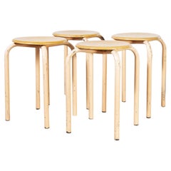 1960
s Simple French Stacking School Stools, Pink, Set of Four