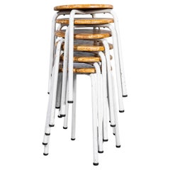 1960's Simple French White Stools - Set Of Six