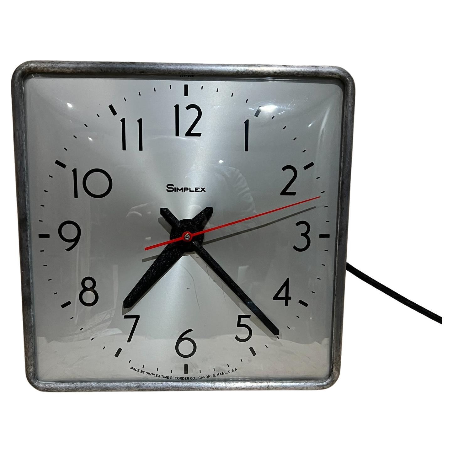Horloge murale d'école électrique Simplex des années 1960