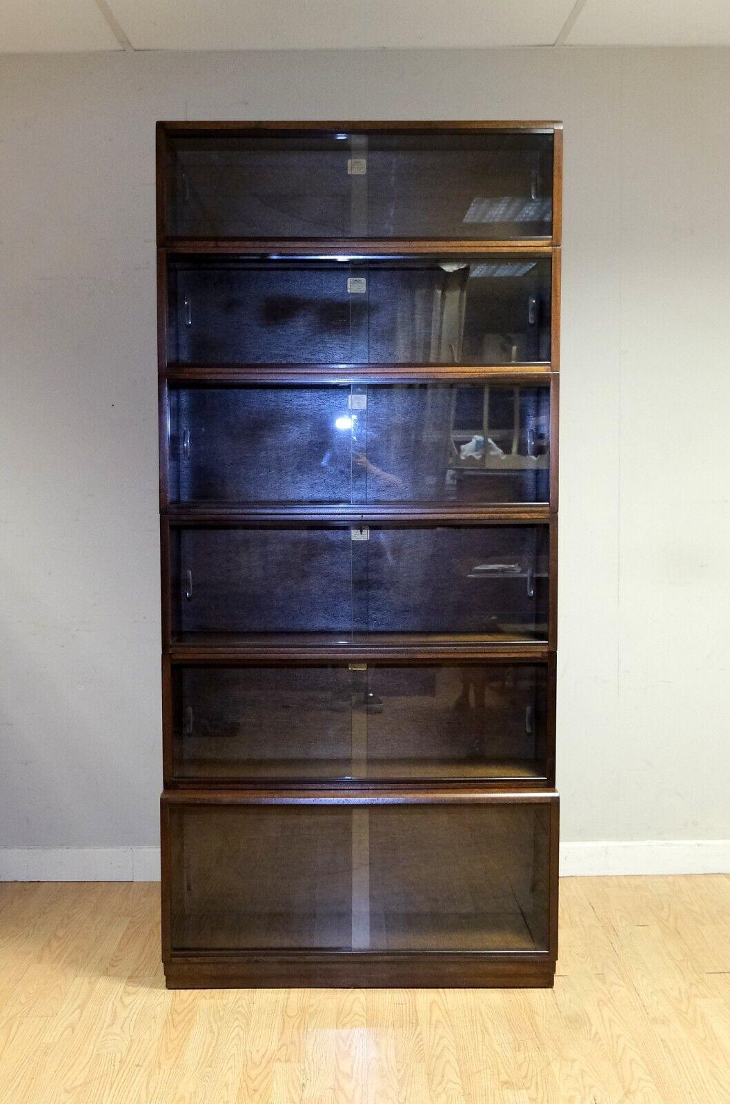 Mid-Century Modern 1960's SIMPLEX HARDWOOD FULL SIZED LIBRARY STACKiNG BOOKCASE SIX PIECES For Sale