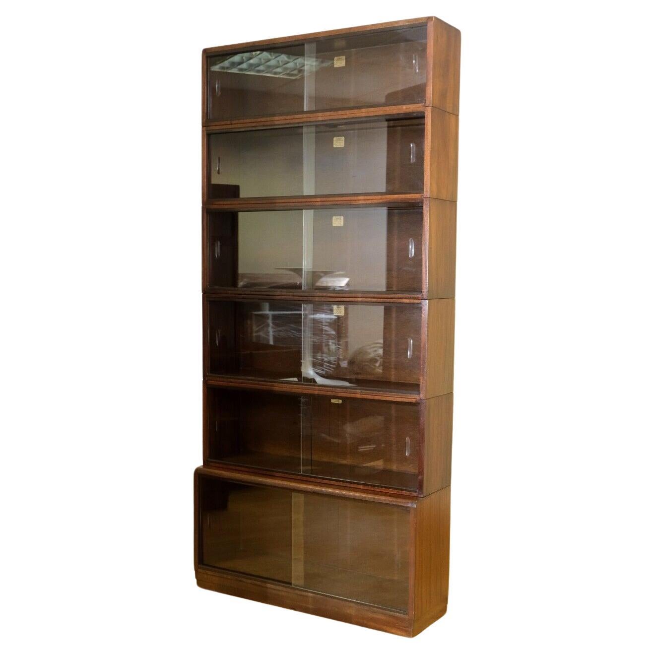 1960's SIMPLEX HARDWOOD FULL SIZED LIBRARY STACKiNG BOOKCASE SIX PIECES For Sale