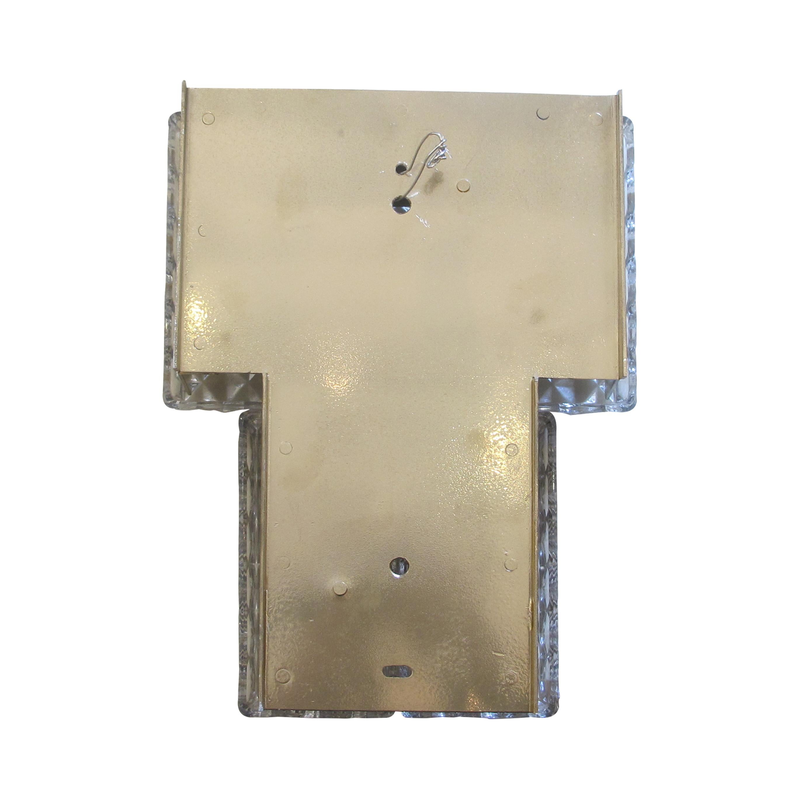 Brass 1960s Single Two-Tier Wall light with Prism Glass plate by Kinkeldey, German For Sale