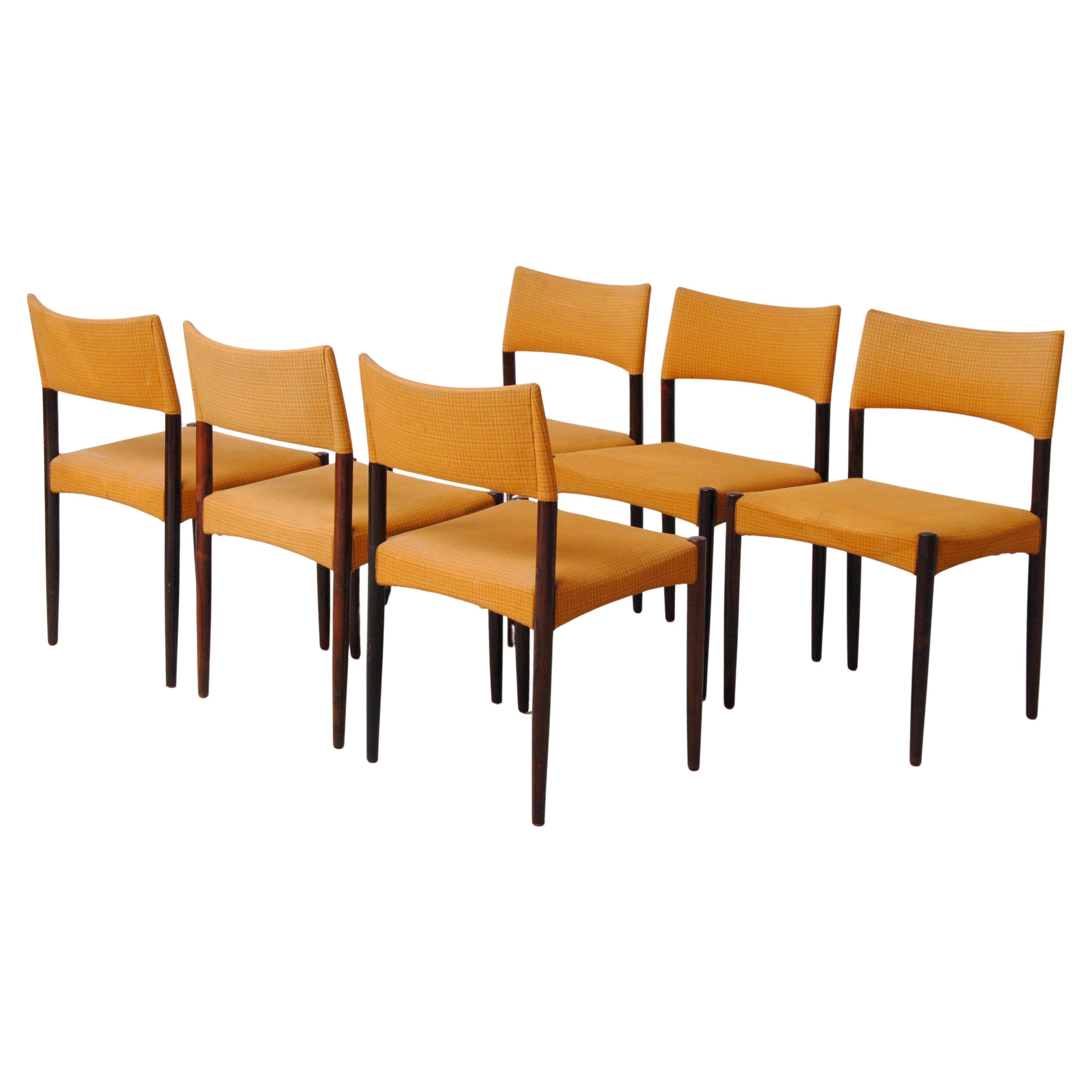 1960s Six Danish Ejnar Larsen, Axel Bender Madsen Rosewood Dining Chairs