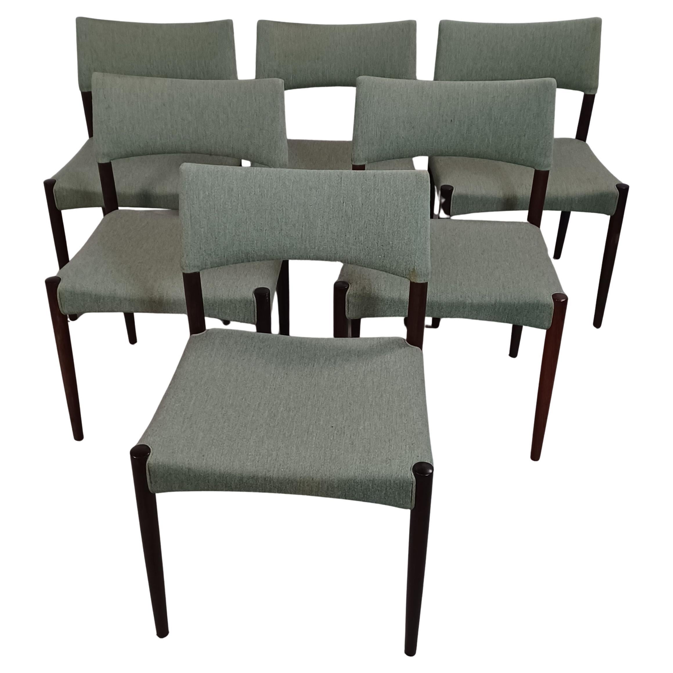 1960s Six Danish Ejnar Larsen, Axel Bender Madsen Rosewood Dining Chairs