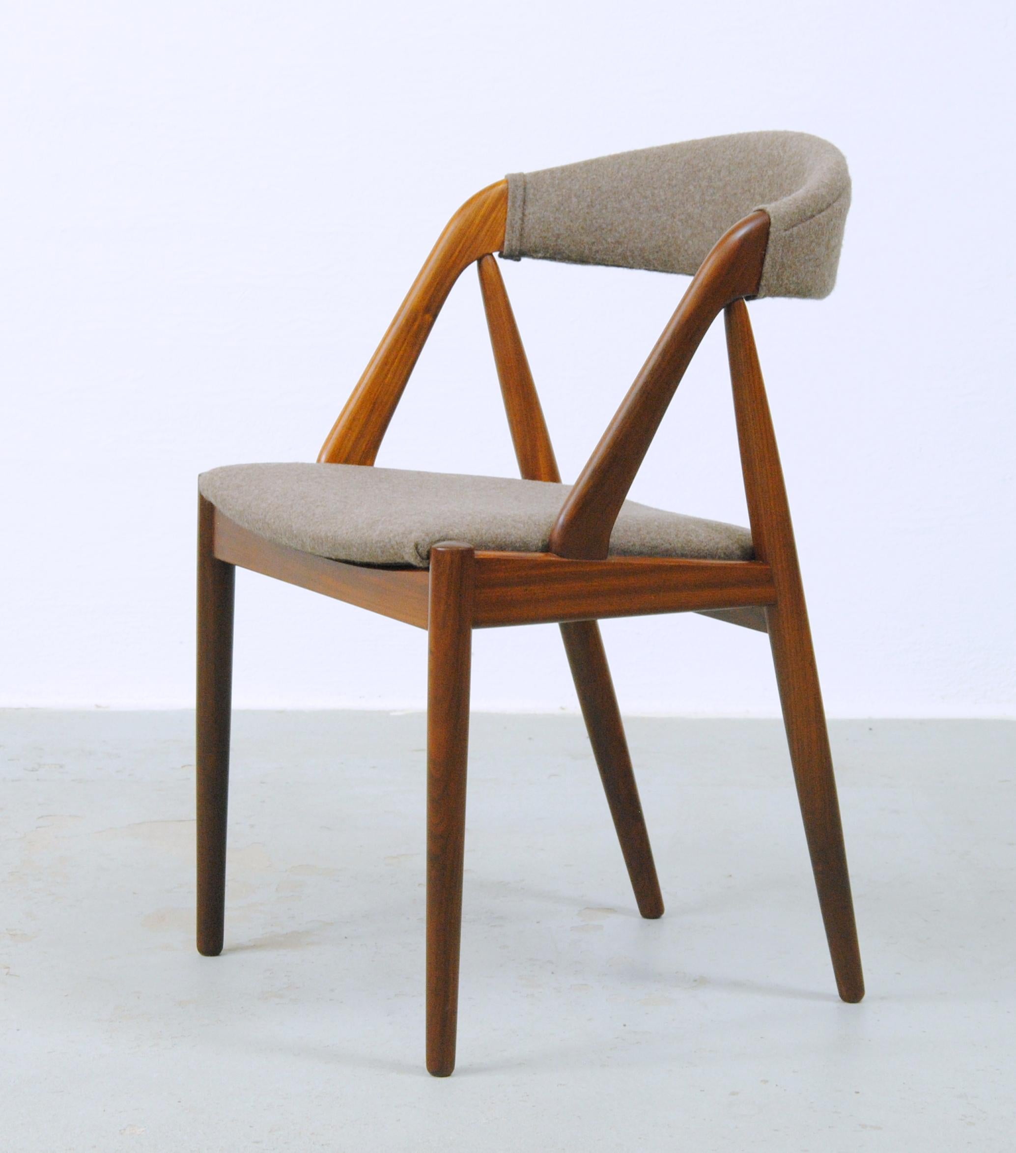 Six Fully Restored Kai Kristiansen Teak Dining Chairs Custom Upholstery Included For Sale 4