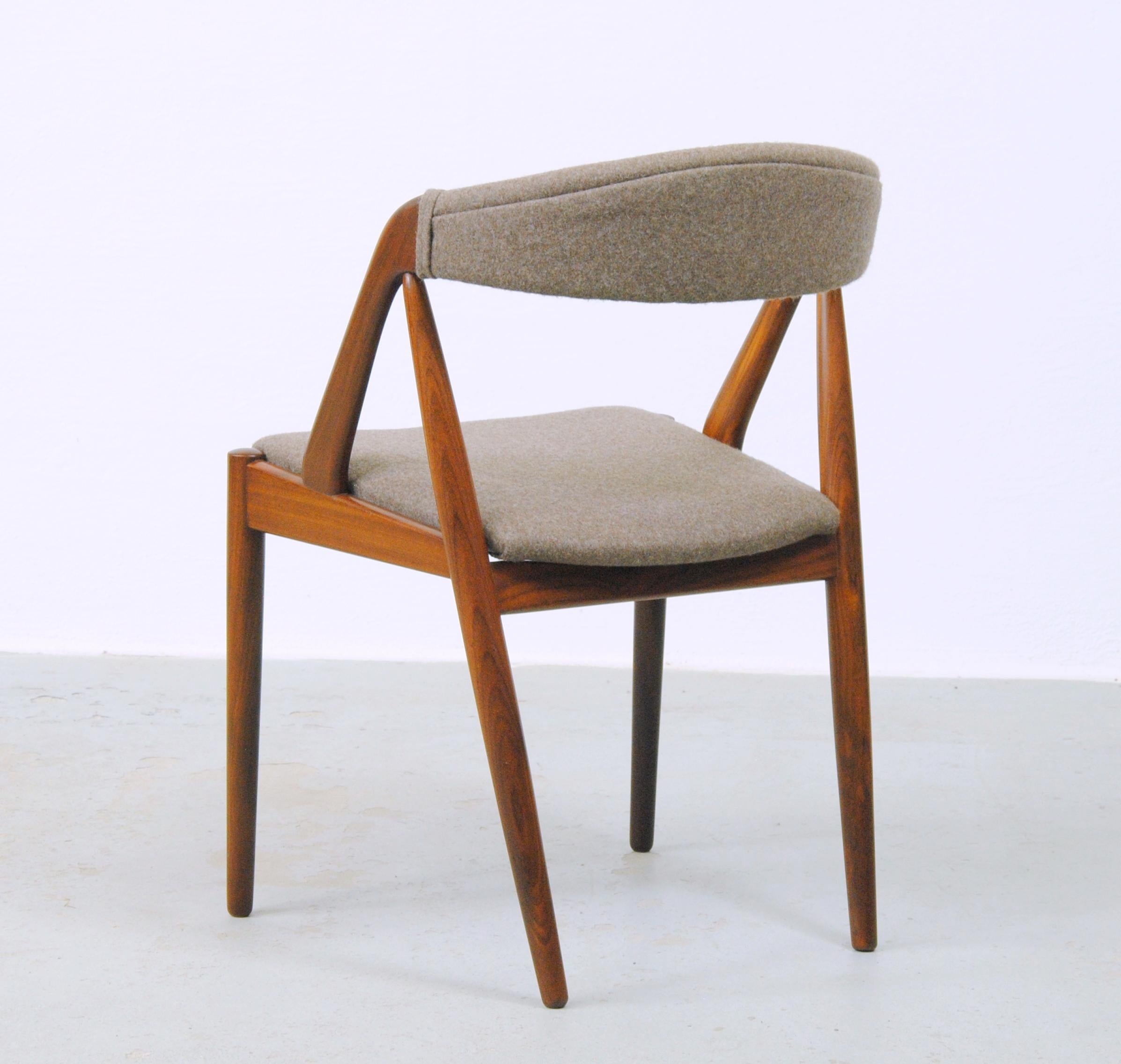 Six Fully Restored Kai Kristiansen Teak Dining Chairs Custom Upholstery Included For Sale 2