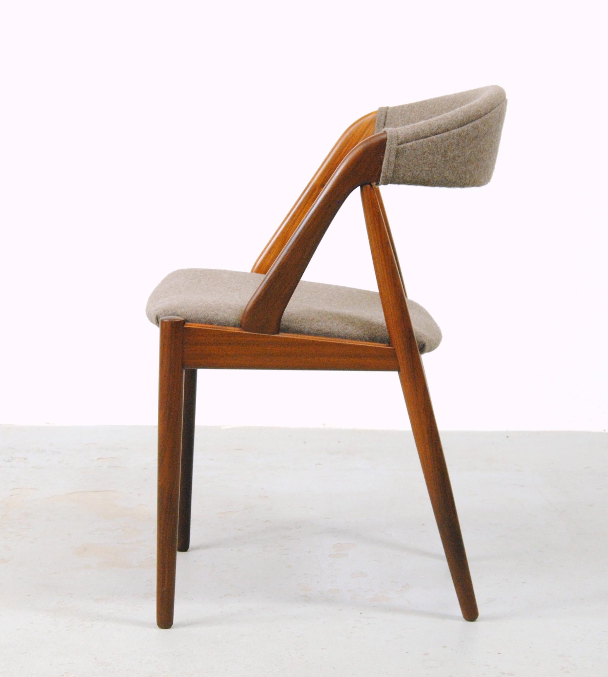 Six Fully Restored Kai Kristiansen Teak Dining Chairs Custom Upholstery Included For Sale 3