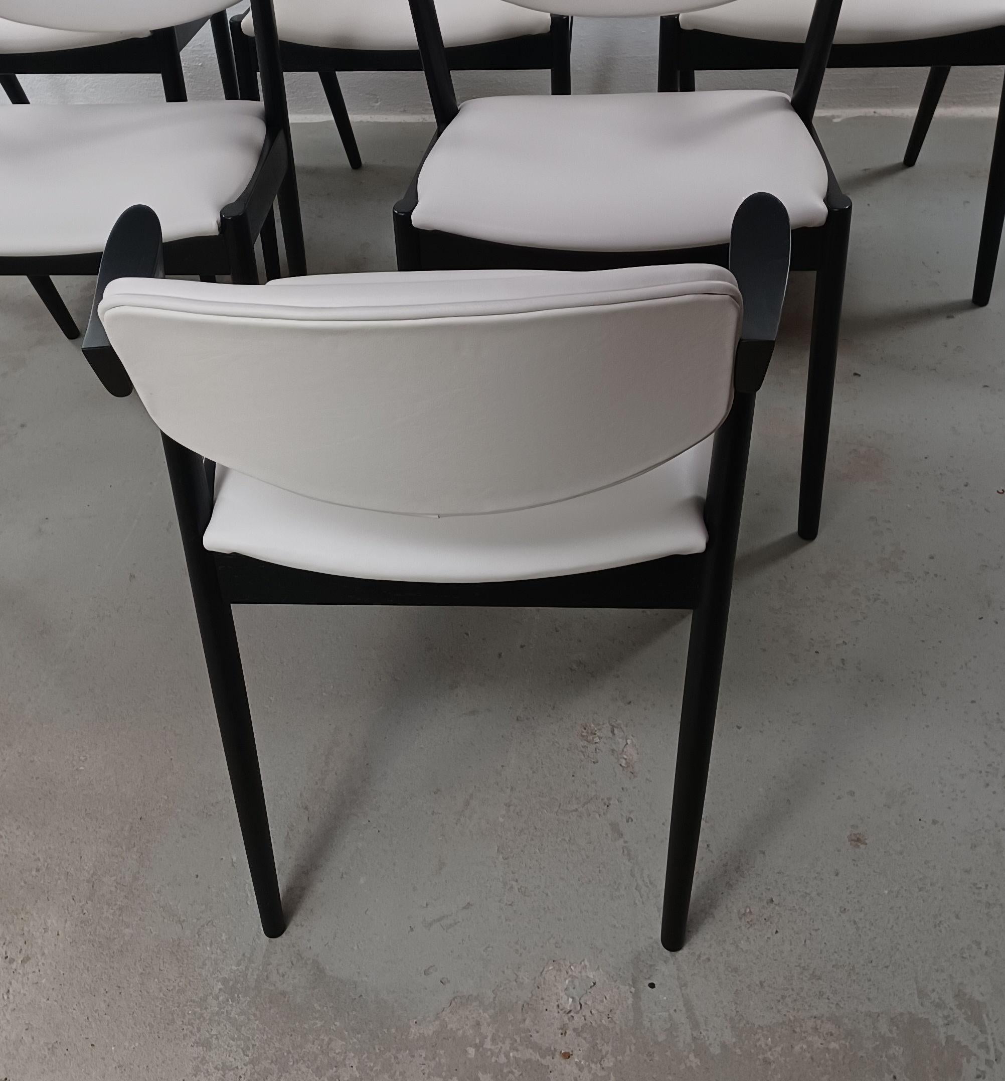 Varnished Six Restored Black  Kai Kristiansen Dining Chairs Custom Reupholstery Included For Sale