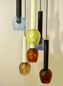 Stilnovo Hand Blown Multicolored Murano Glass Chandelier