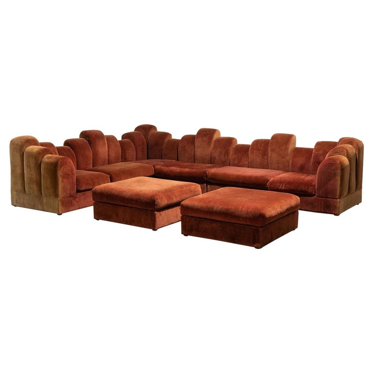 1960s "Skyscraper" Design Velvet Sectional Sofa For Sale at 1stDibs | 60s  couch, 60s couches, vintage velvet sectional