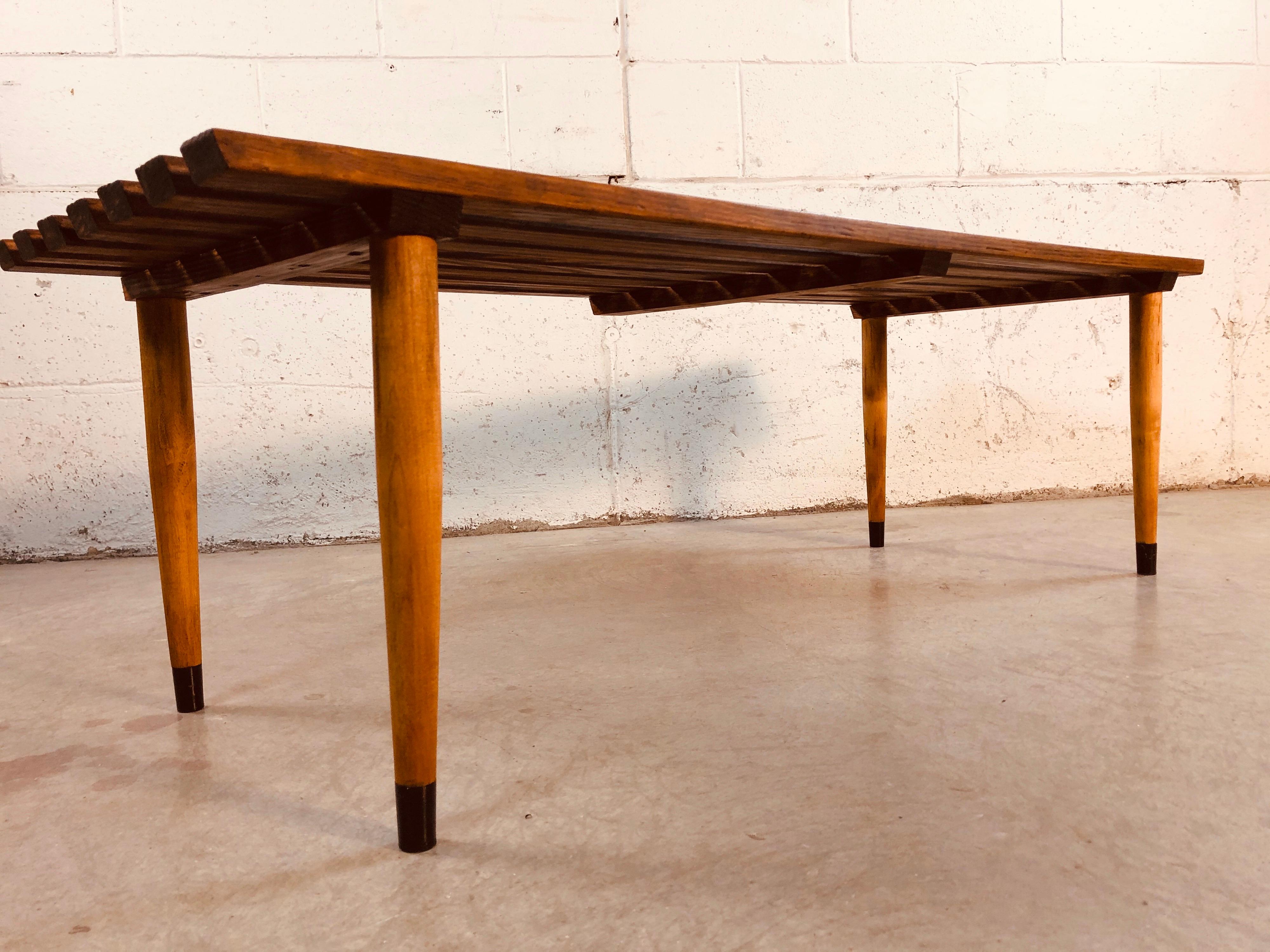 slat wood coffee table