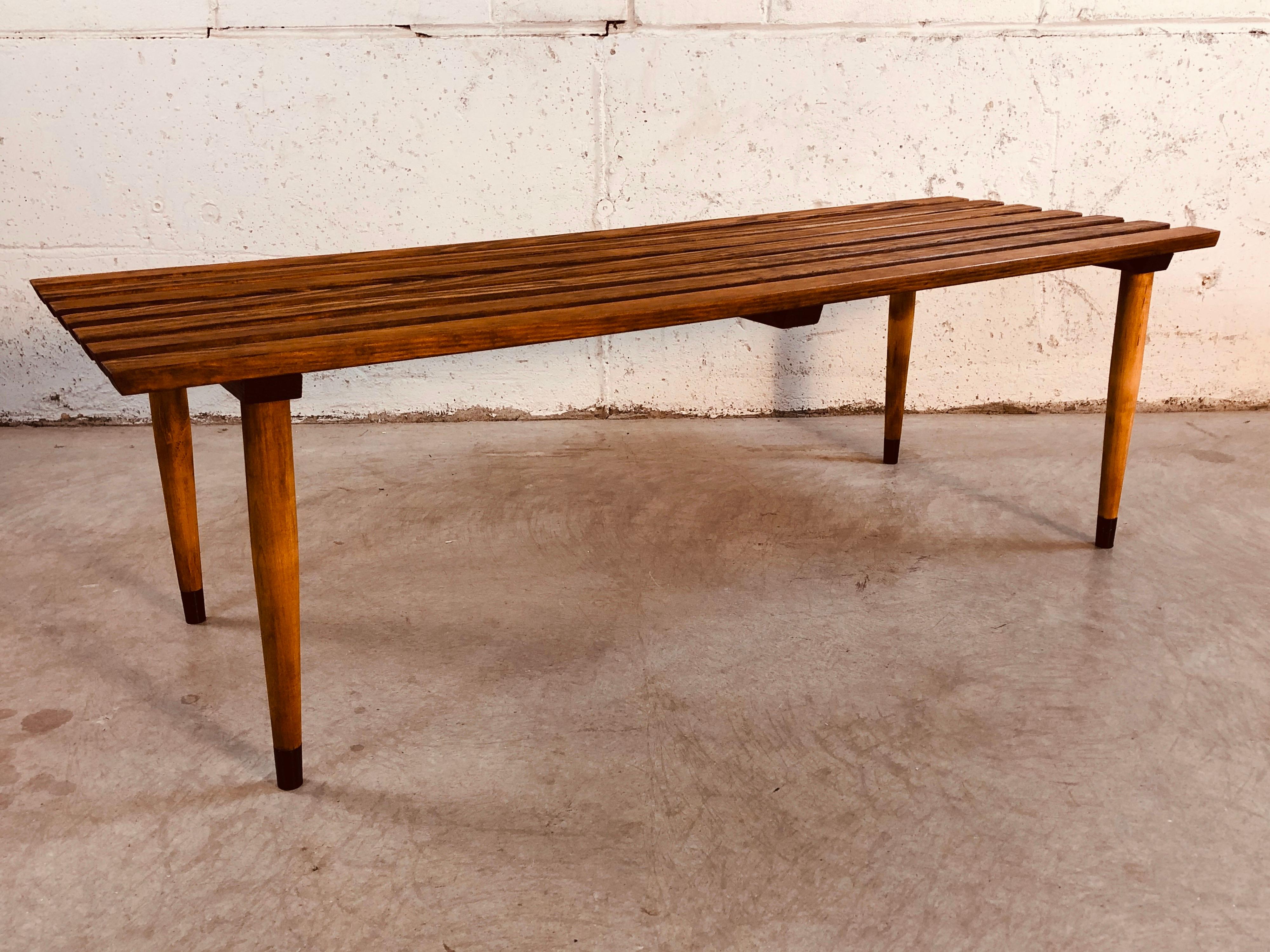 Mid-Century Modern 1960s Slat Wood Bench Coffee Table For Sale