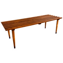 1960s Slat Wood Bench Coffee Table