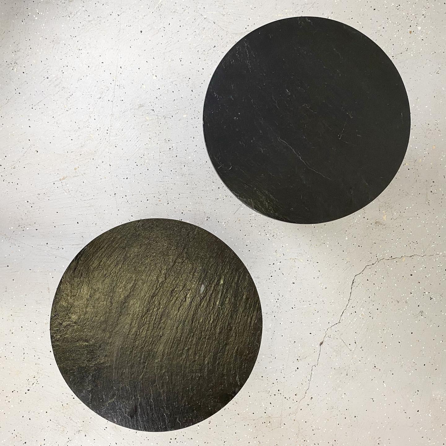 1960s Slate-Top Brutalist Drink Tables In Good Condition In Raleigh, NC