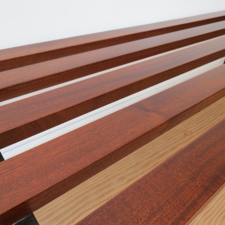 1960s Slatted Iroko Teak Bench in the Style of Hille Interplan at ...