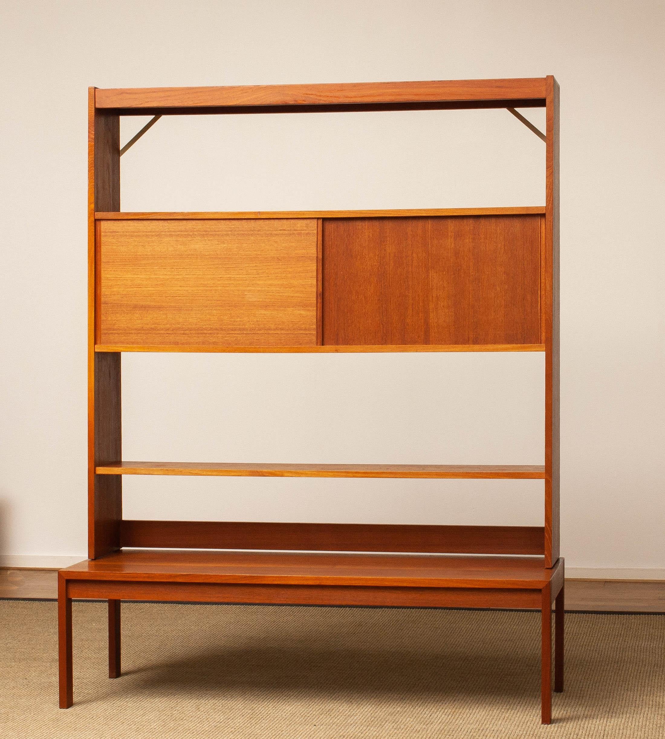 Scandinavian Modern 1960s Slim Swedish Bookcase Cabinet in Teak Designed by Svante Skogh for Seffle For Sale