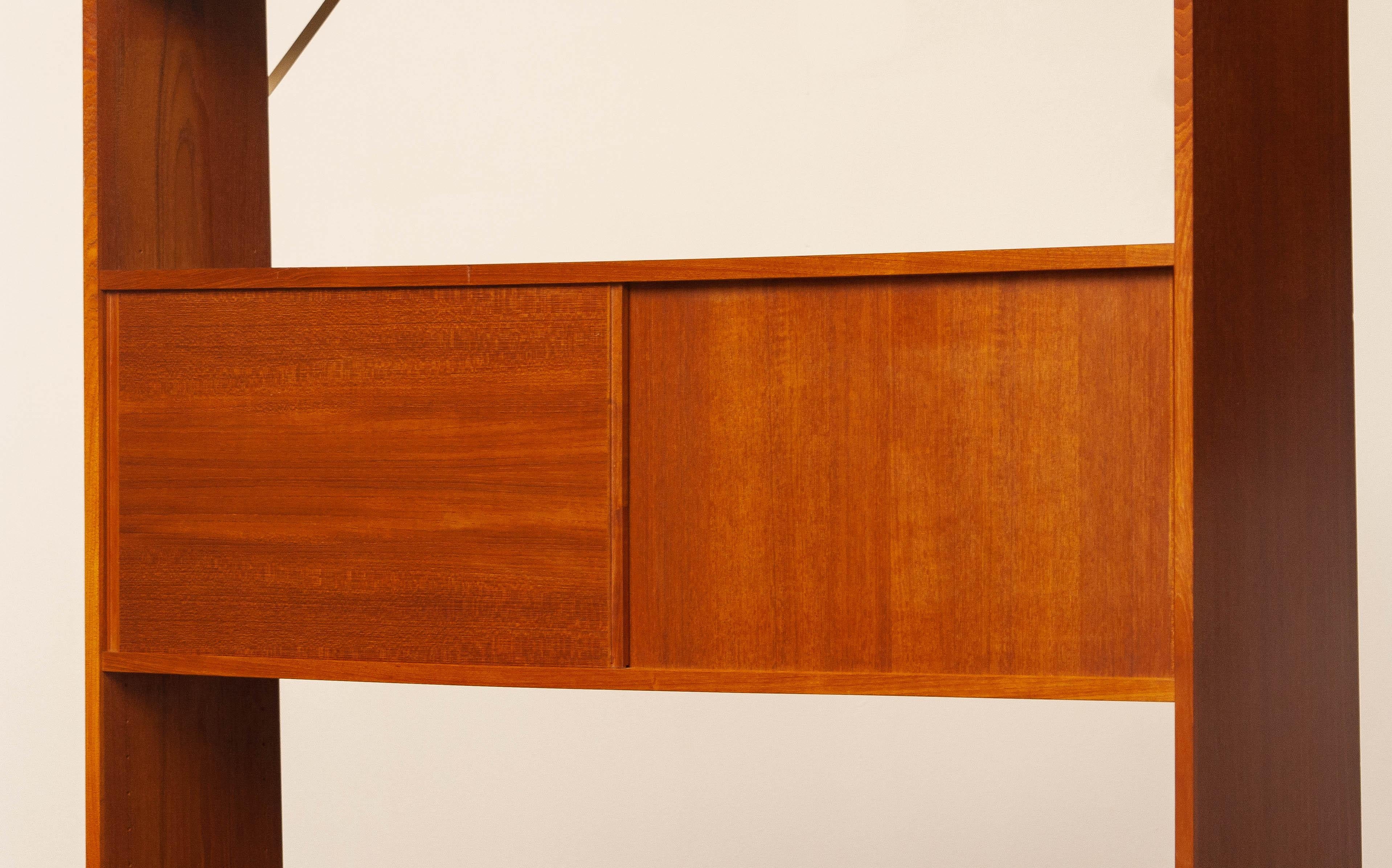 Mid-20th Century 1960s Slim Swedish Bookcase Cabinet in Teak Designed by Svante Skogh for Seffle For Sale