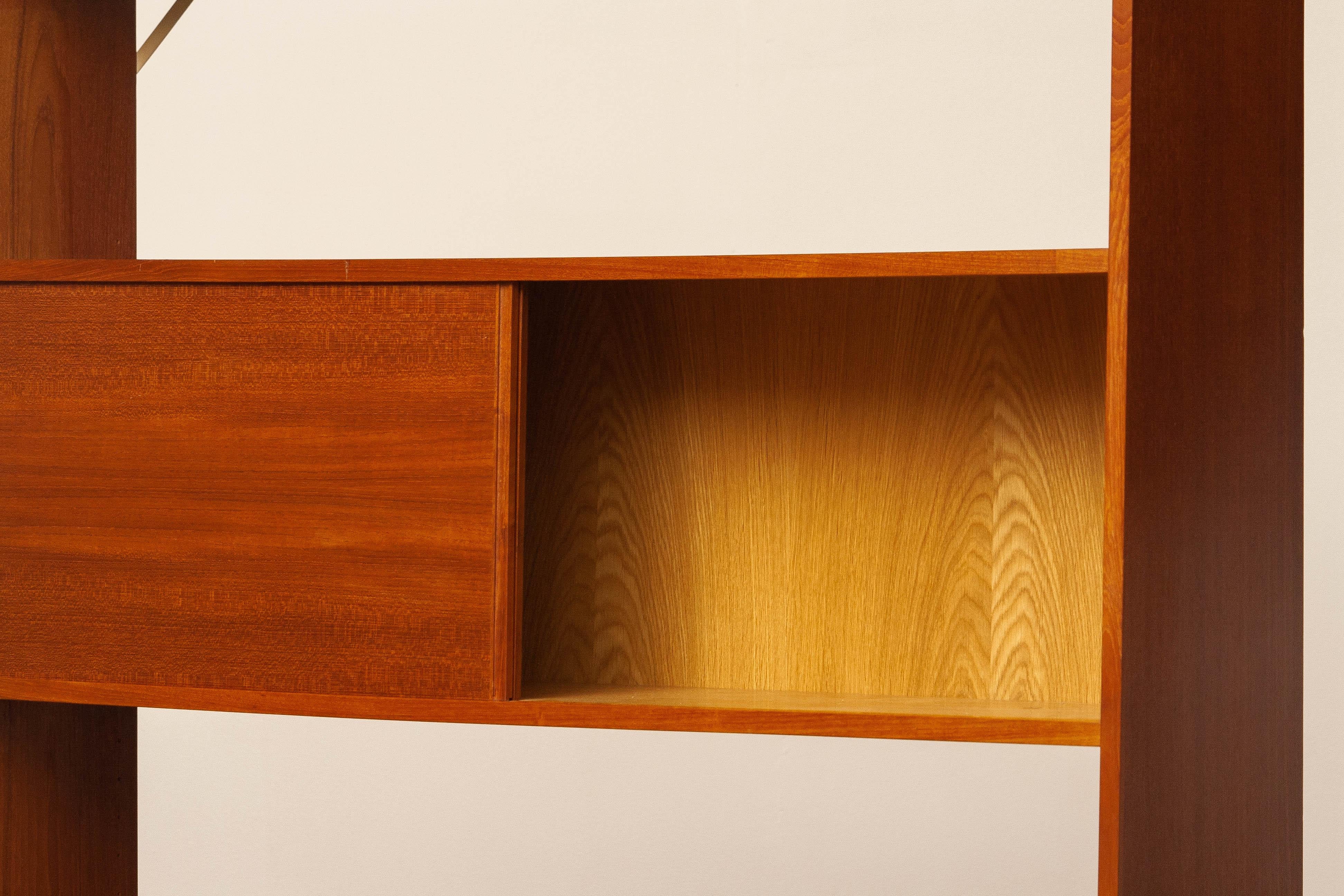 Oak 1960s Slim Swedish Bookcase Cabinet in Teak Designed by Svante Skogh for Seffle For Sale