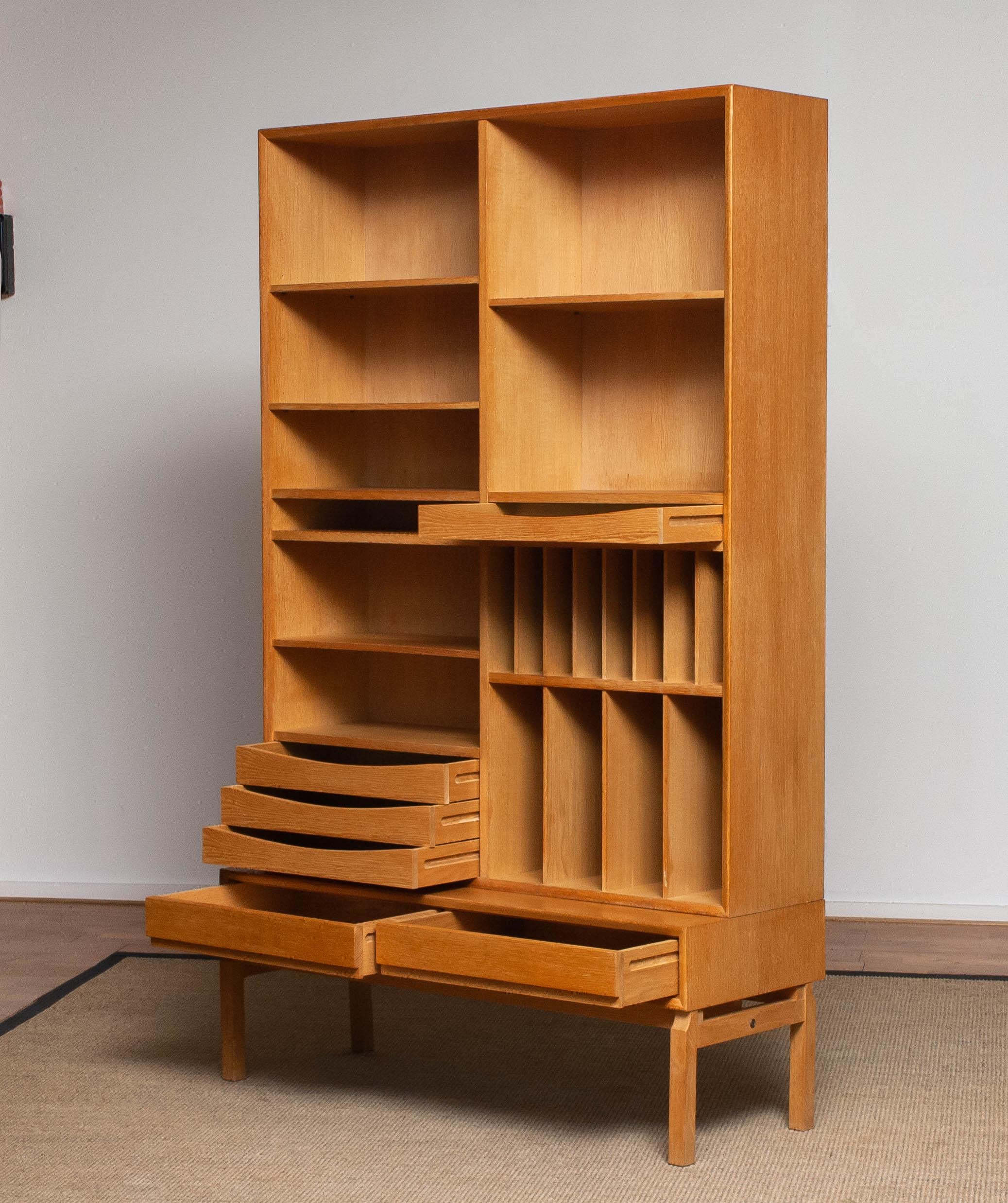 1960's Slim White Oak Swedish Bookcase / Cabinet by Marian Grabinsky 5