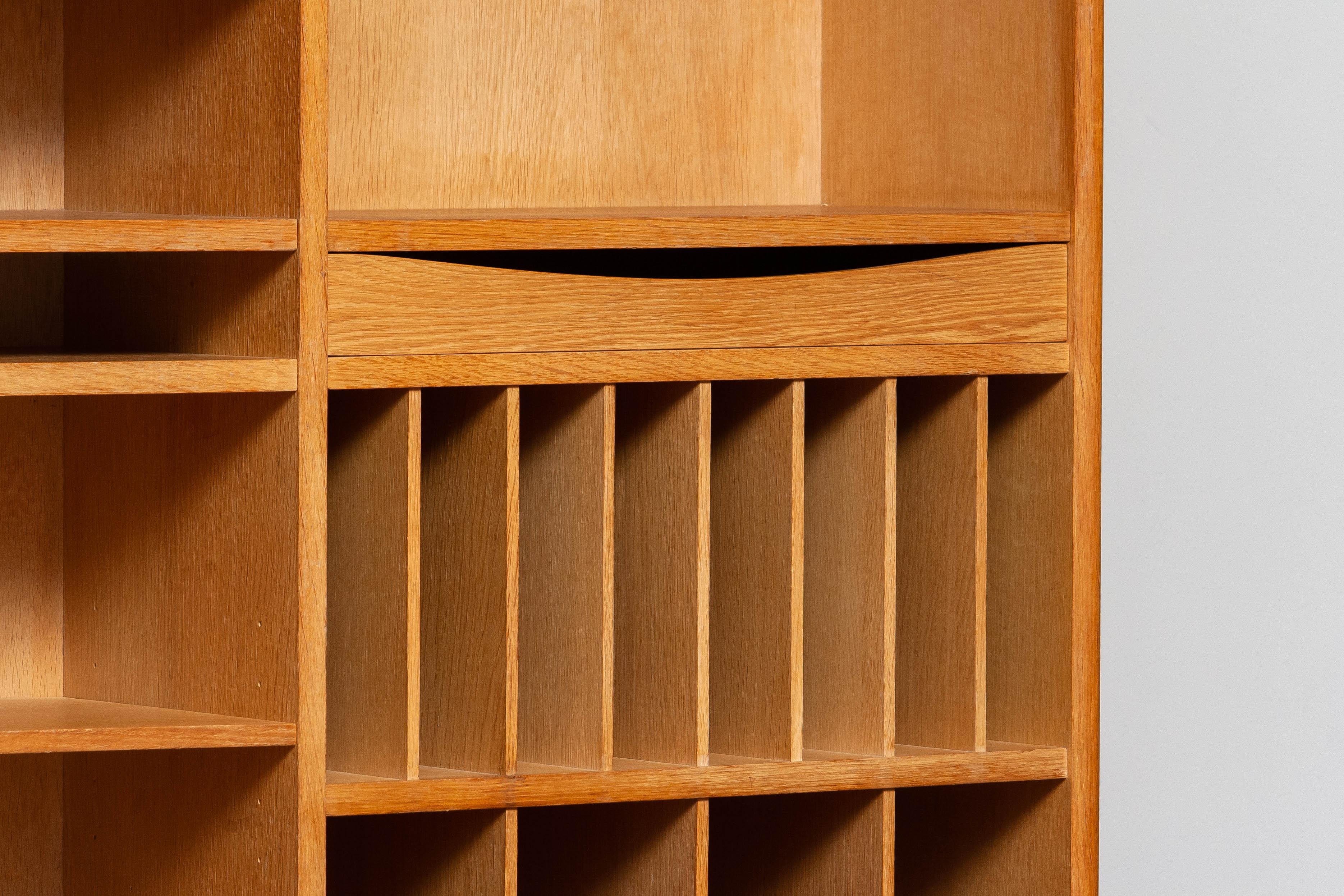 1960's Slim White Oak Swedish Bookcase / Cabinet by Marian Grabinsky 8