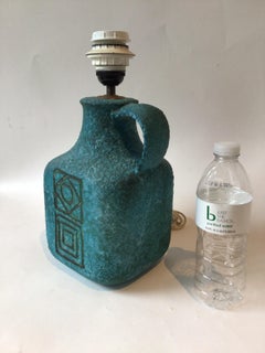 1960s Small Bitossi Blue Ceramic Table Lamp