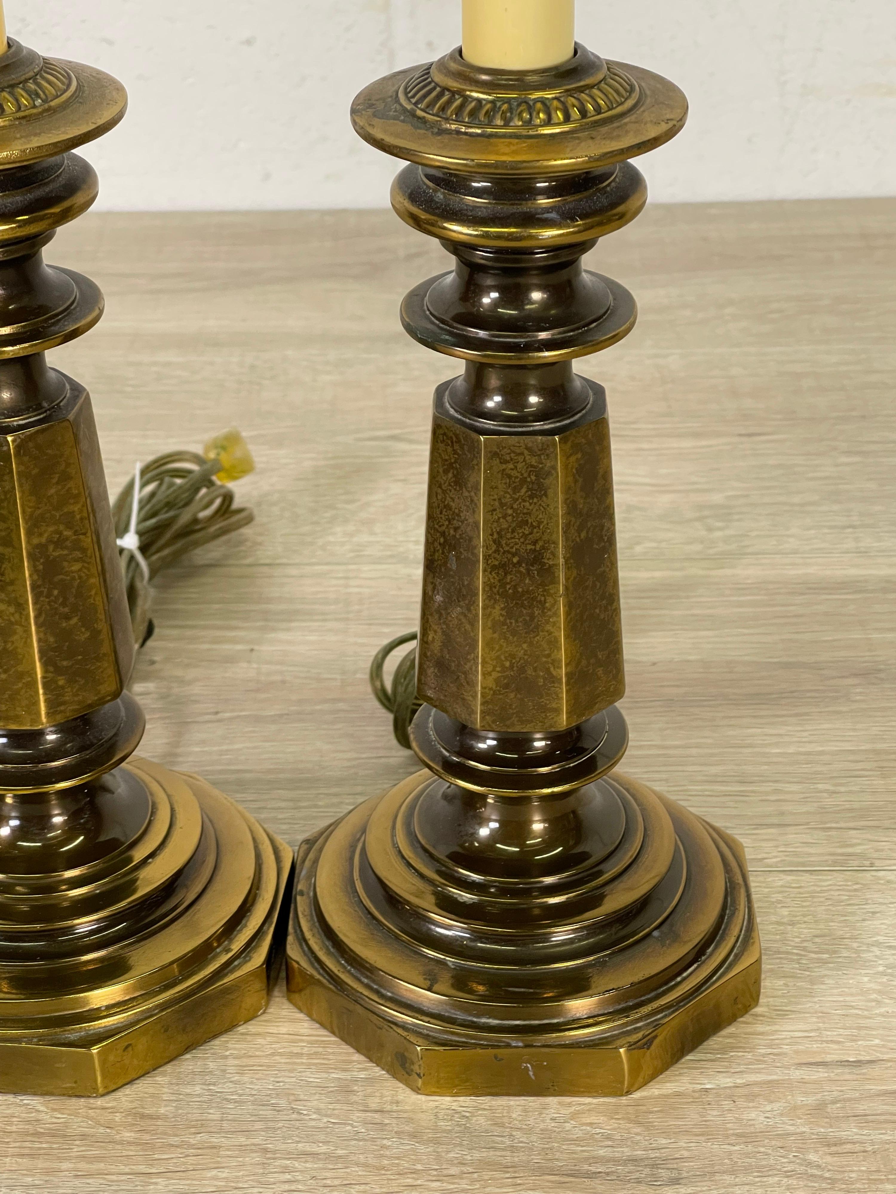 Mid-Century Modern 1960s Small Brass Table Lamps, Pair For Sale