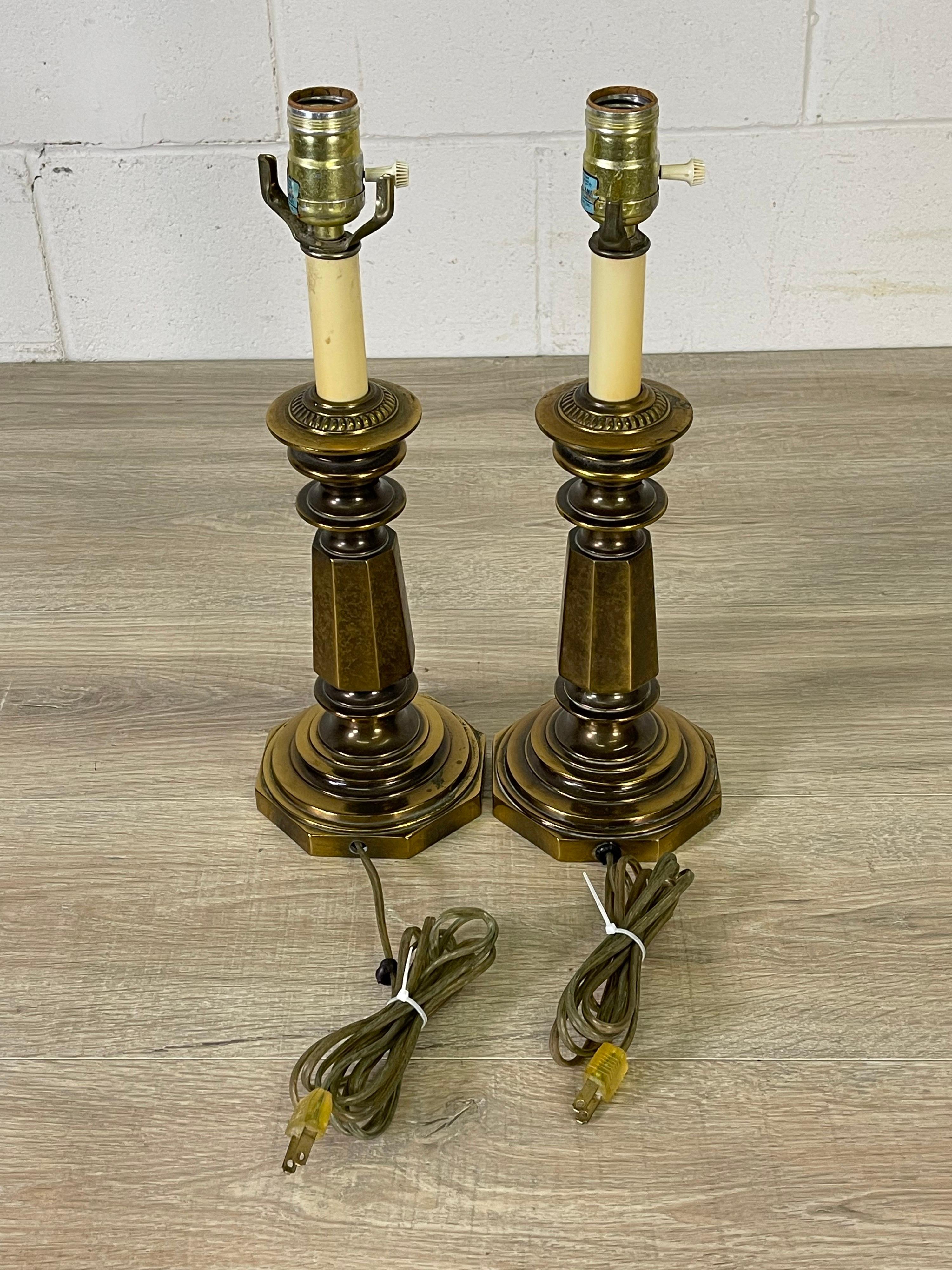 20th Century 1960s Small Brass Table Lamps, Pair For Sale