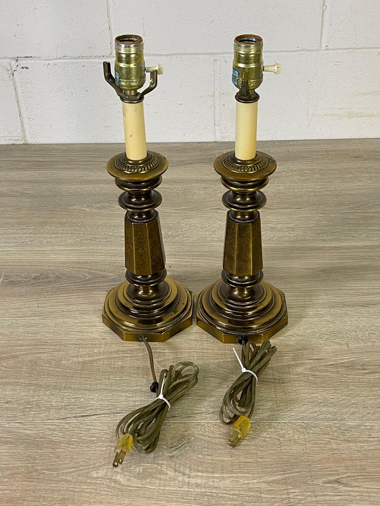 1960s Small Brass Table Lamps, Pair For Sale at 1stDibs