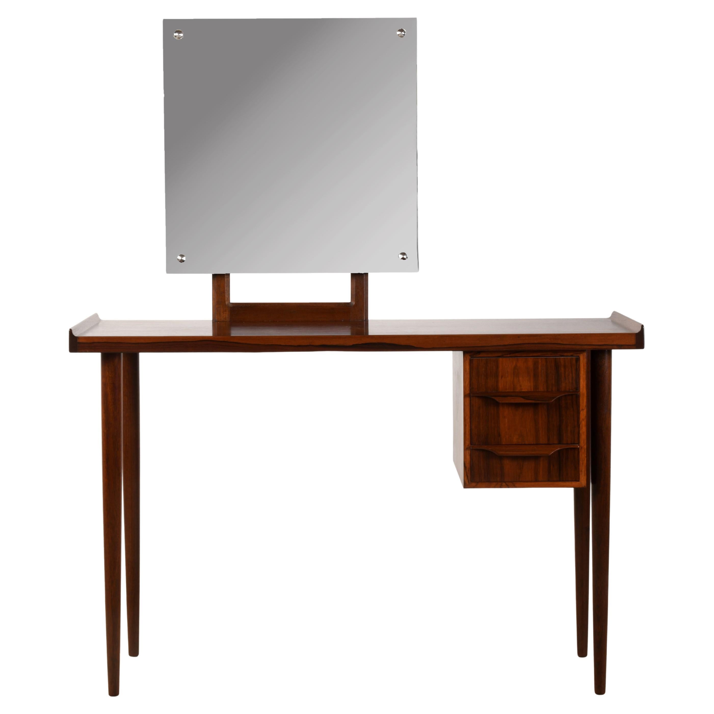 1960s Small Elegant Fully Restored Rosewood Vanity Table in Excellent Condition