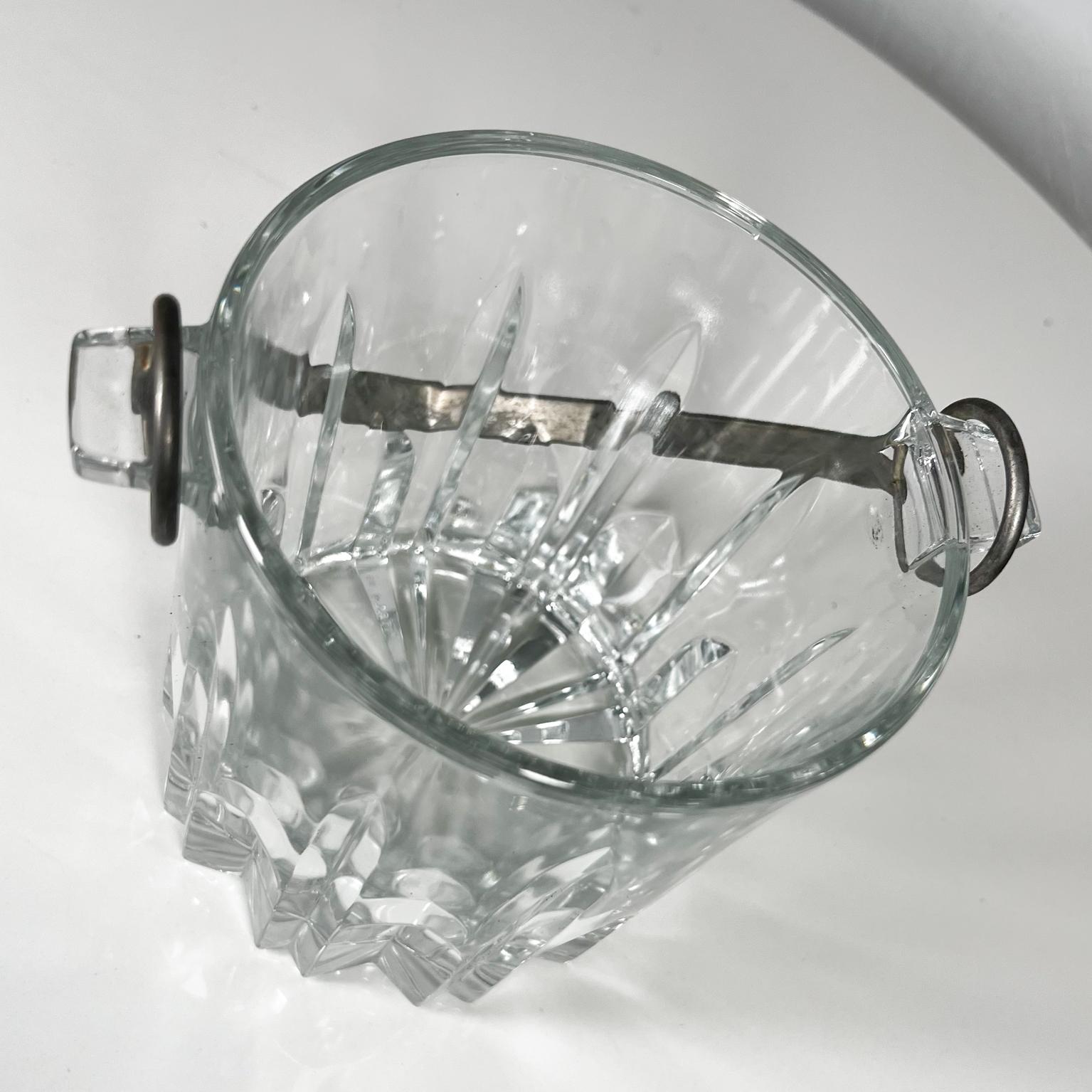 1960s Small Faceted Crystal Ice Bucket Vintage Modern, Italy 3