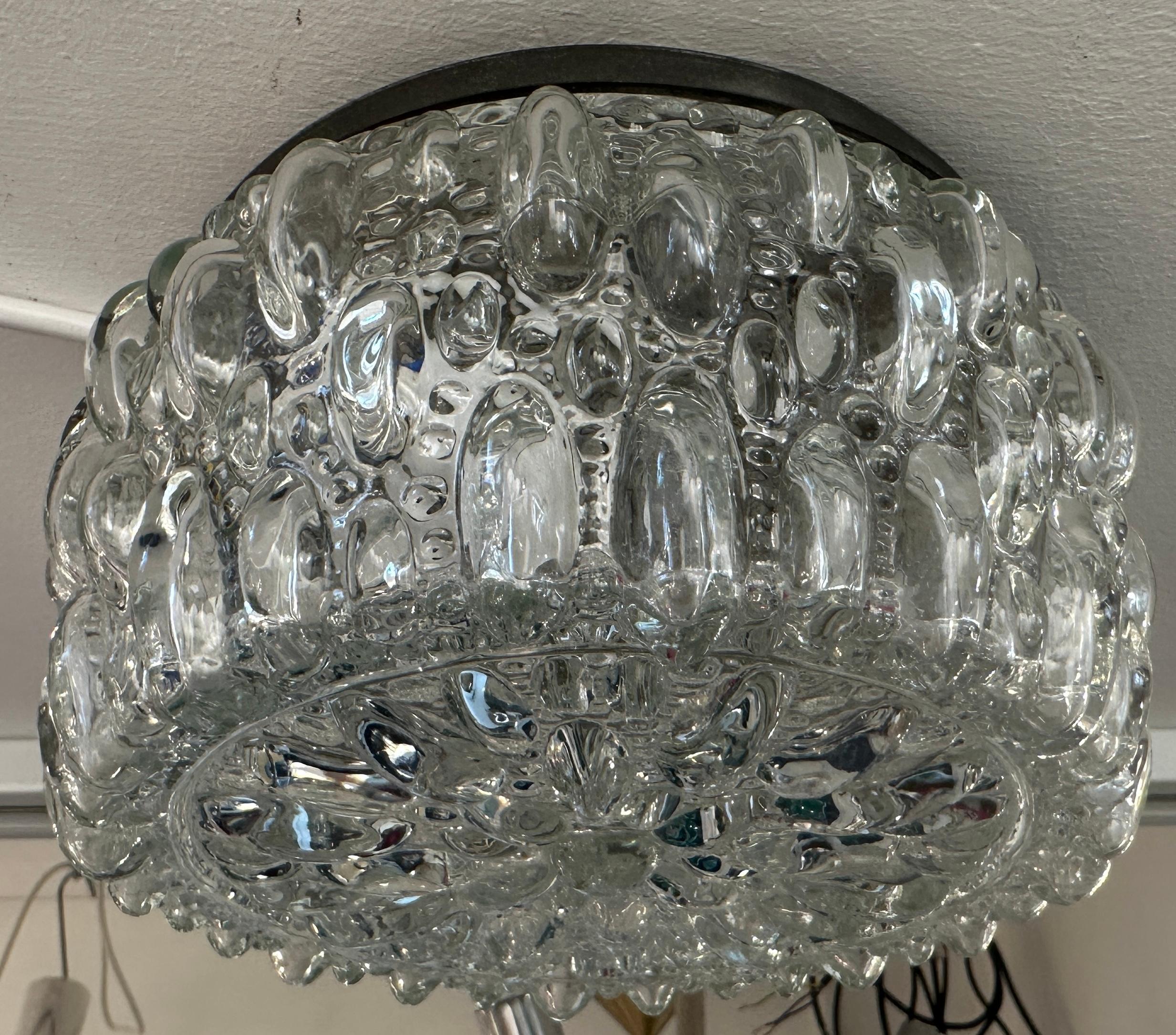Kleine deutsche Einbau- oder Wandleuchte aus klarem Limberg-Glas, 1960er Jahre, Helena Tynell im Angebot 11