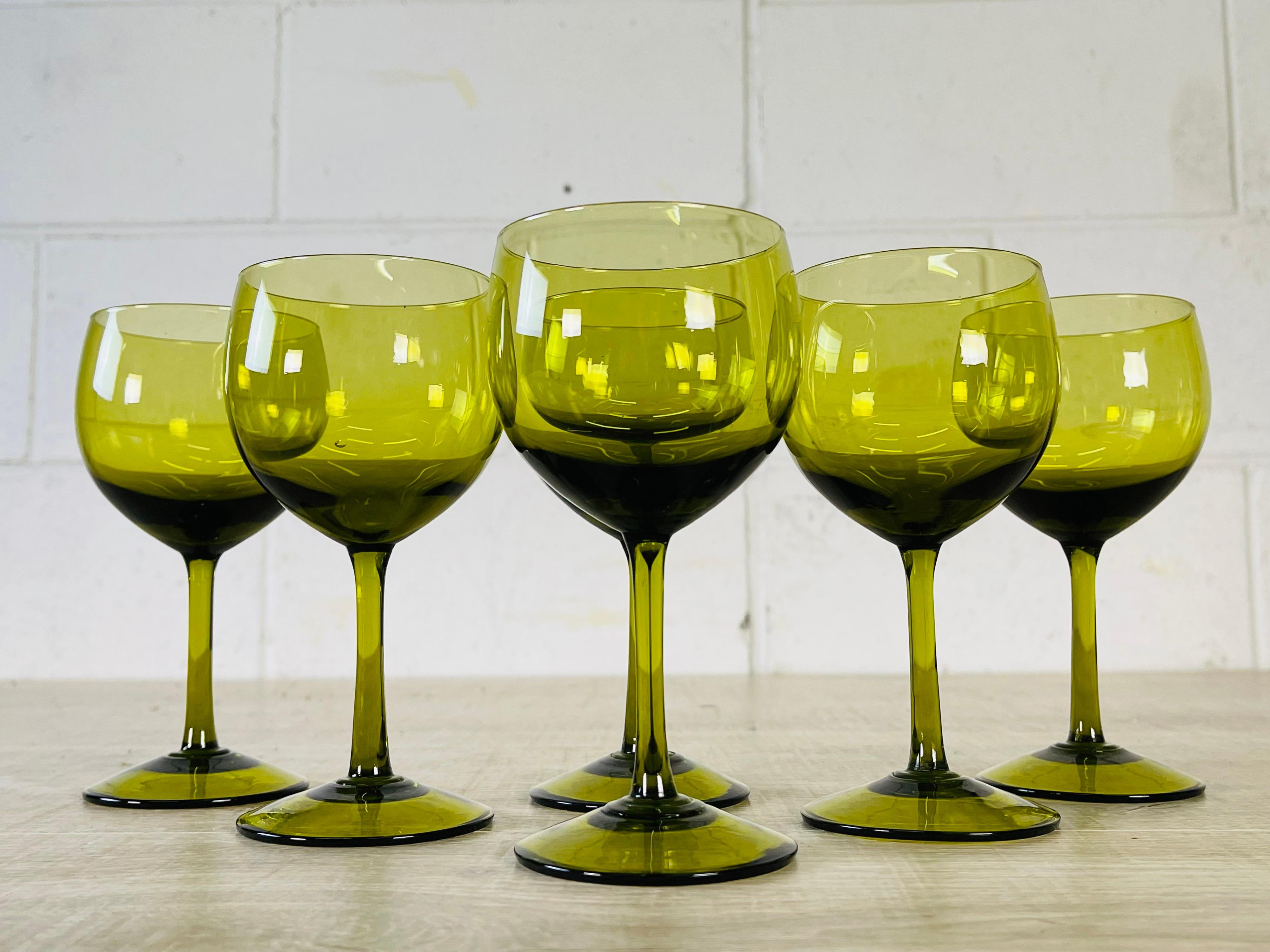 Mid-Century Modern 1960s Small Glass Wine Stems, Set of 6 For Sale