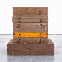 1960's Small Mud Brown Industrial Equipment Boxes - Set Of Six
