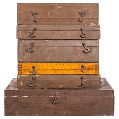 1960's Cajas Pequeñas De Barro Marrón Para Equipamiento Industrial - Juego De Seis