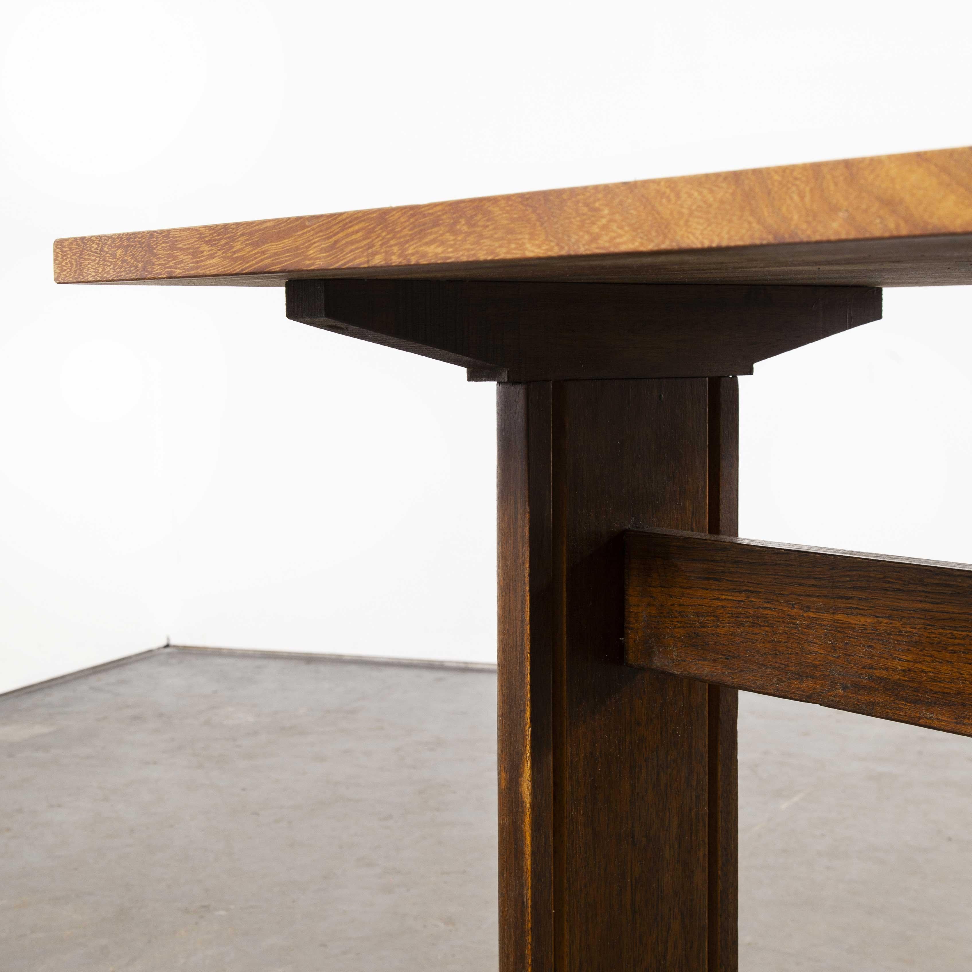 1960s Small Oak French Bistro Café Kitchen Dining Table 'Model 1' 2