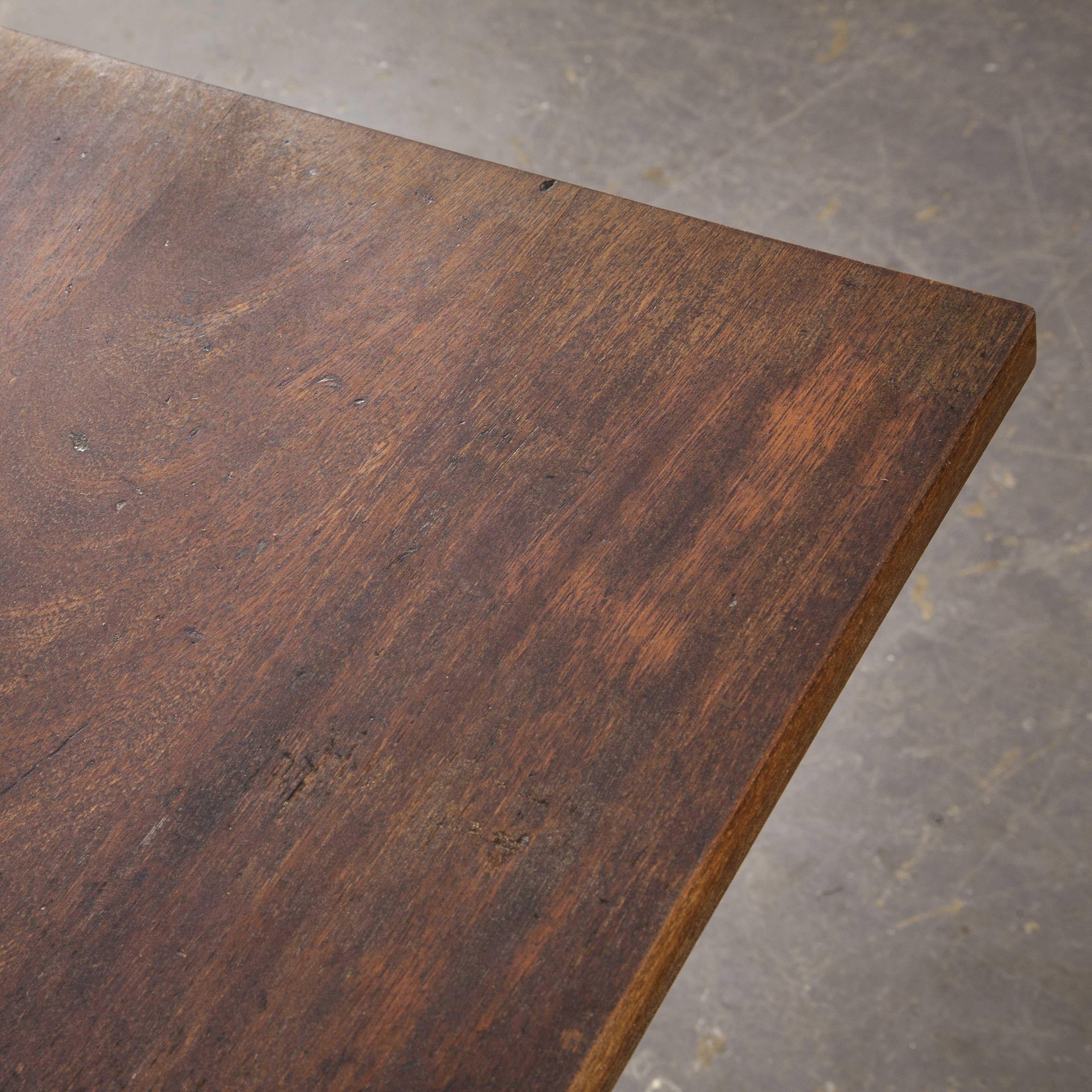 Mid-20th Century 1960s Small Oak French Bistro Café Kitchen Dining Table 'Model 2'