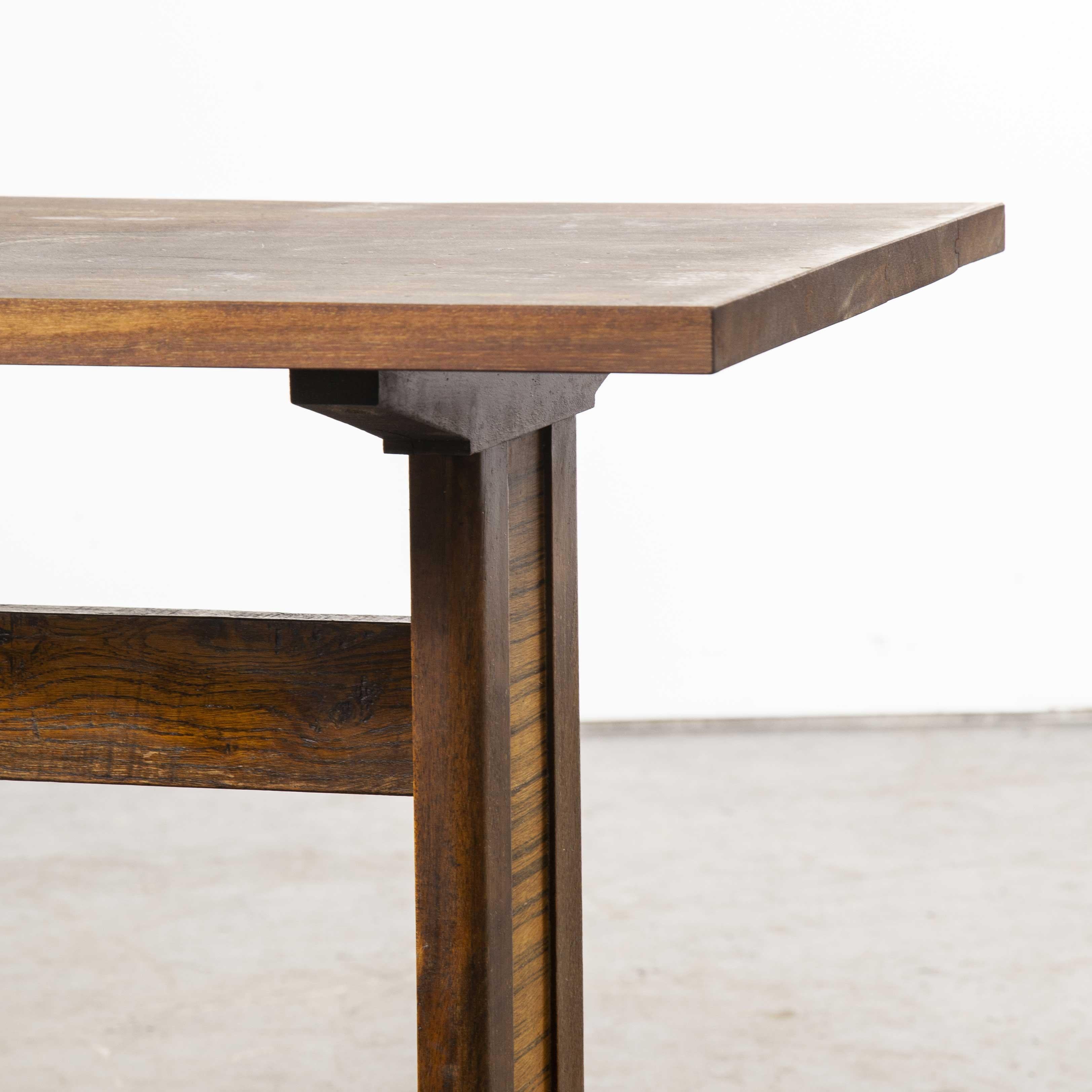 1960s Small Oak French Bistro Café Kitchen Dining Table 'Model 2' 1