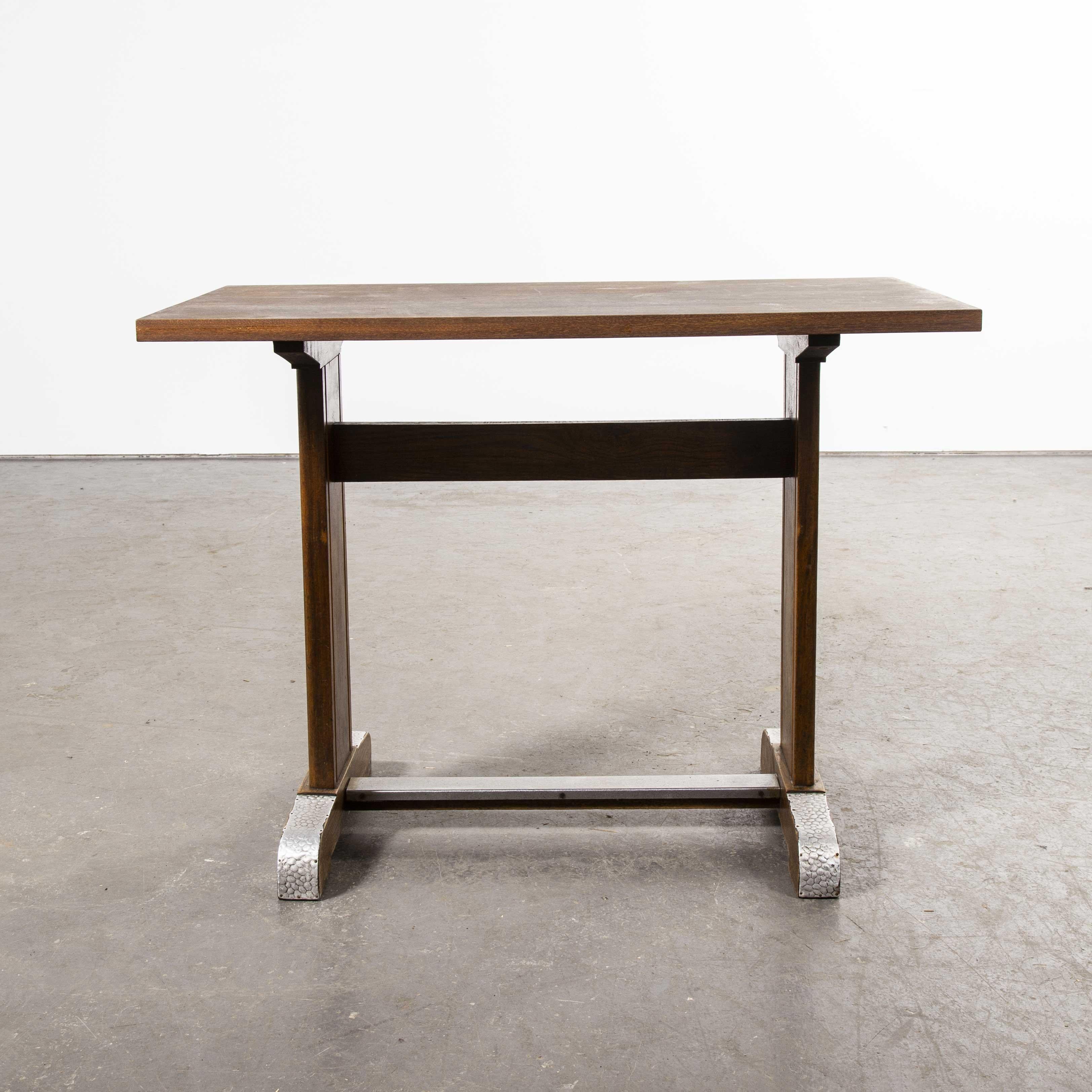 1960s Small Oak French Bistro Café Kitchen Dining Table 'Model 2' 2