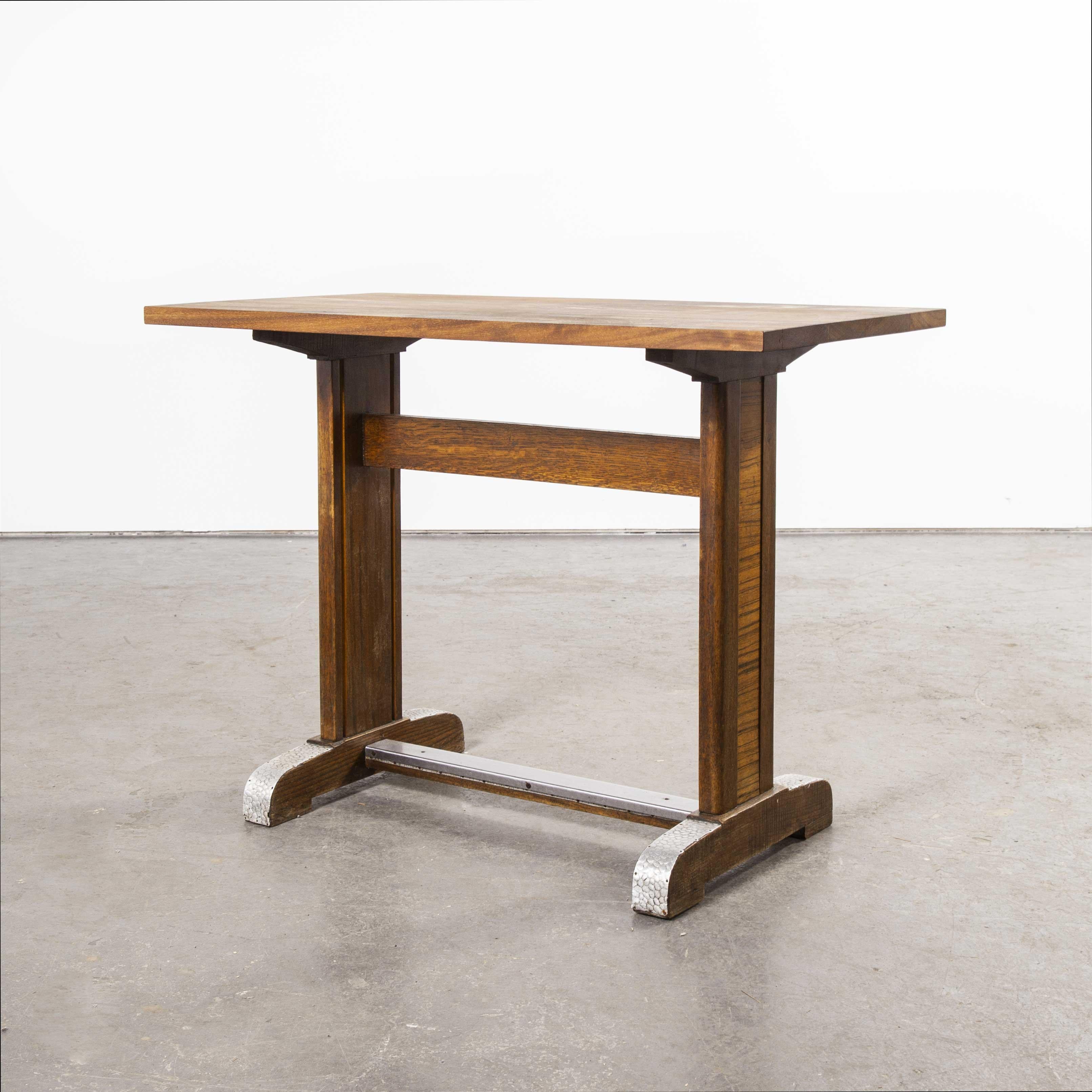 1960s Small Oak French Bistro Café Kitchen Dining Table, 'Model 3' In Good Condition In Hook, Hampshire