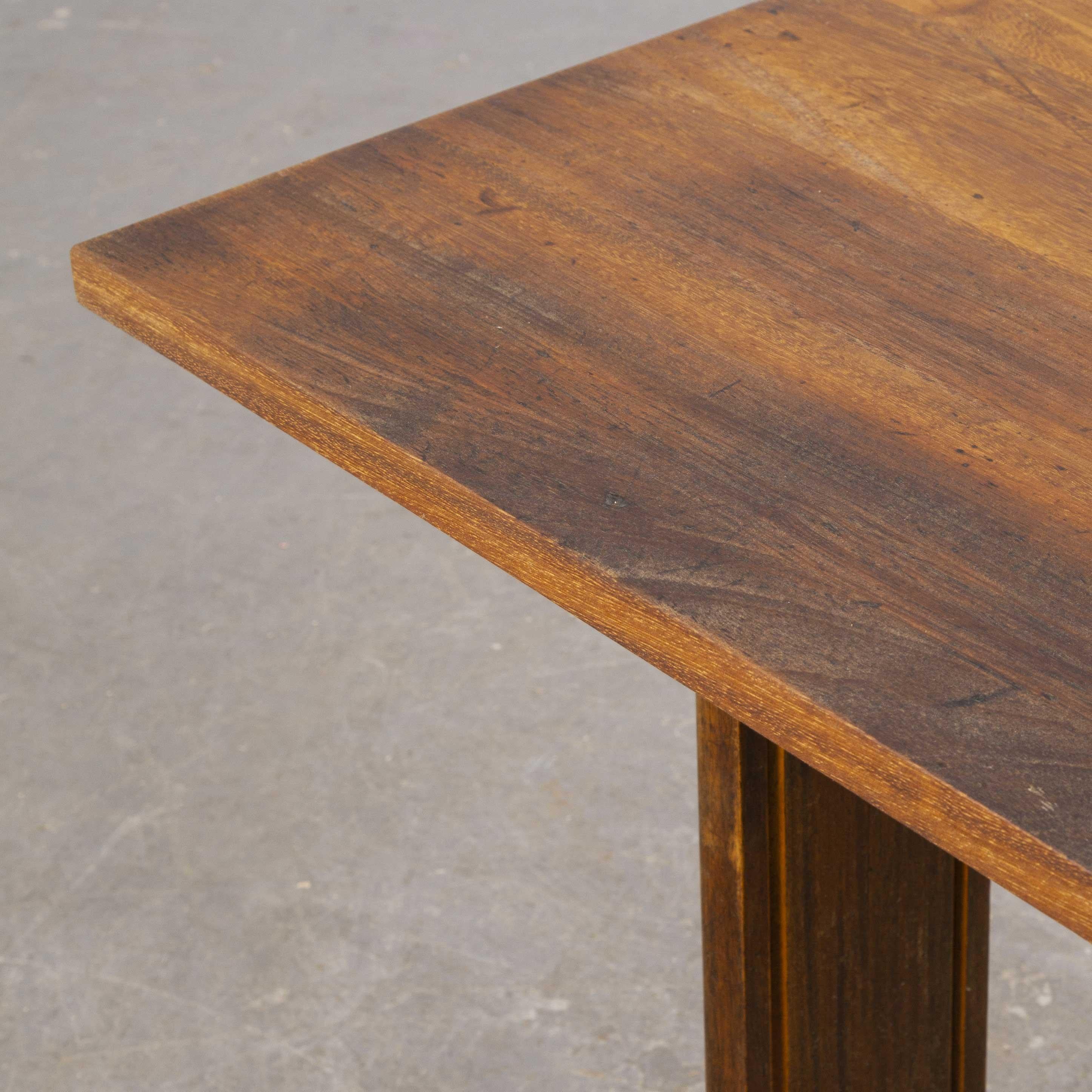 1960s Small Oak French Bistro Café Kitchen Dining Table, 'Model 3' 1