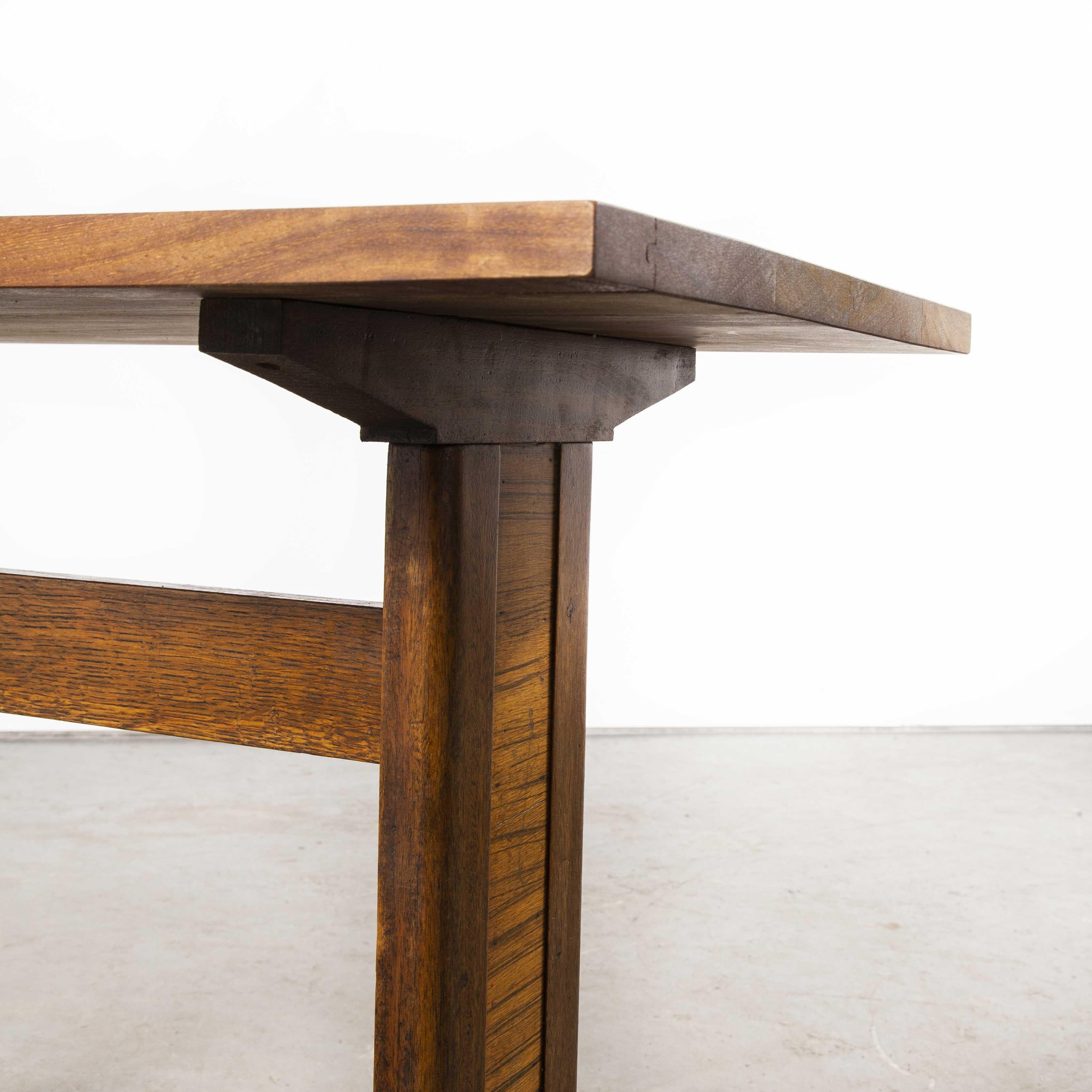 1960s Small Oak French Bistro Café Kitchen Dining Table, 'Model 3' 2
