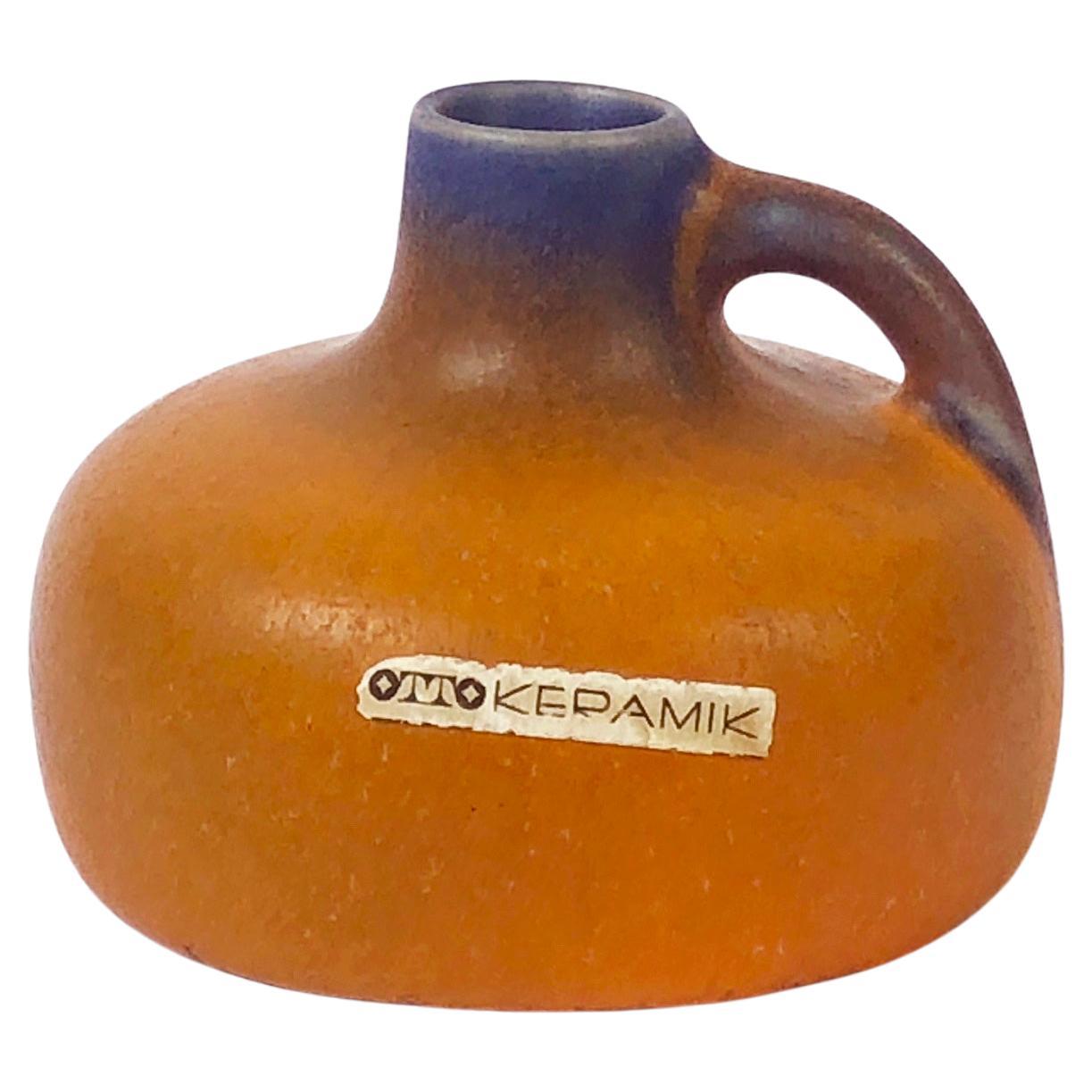 1960s Small Orange Fat Lava Vase by Kurt Tschörner, Otto Studio Ceramic, Germany